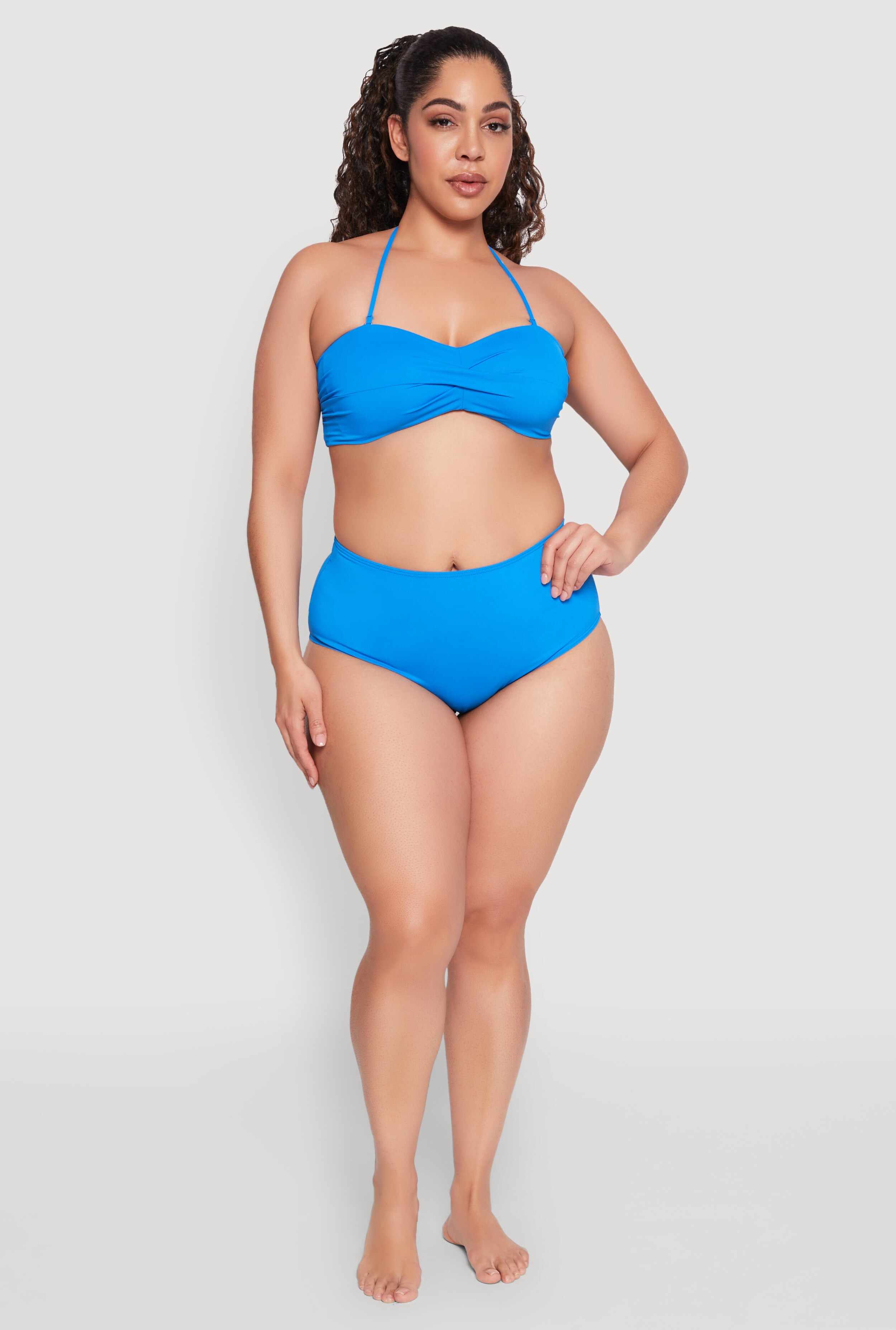 Plus Size Swim High Waist Bikini Bottoms