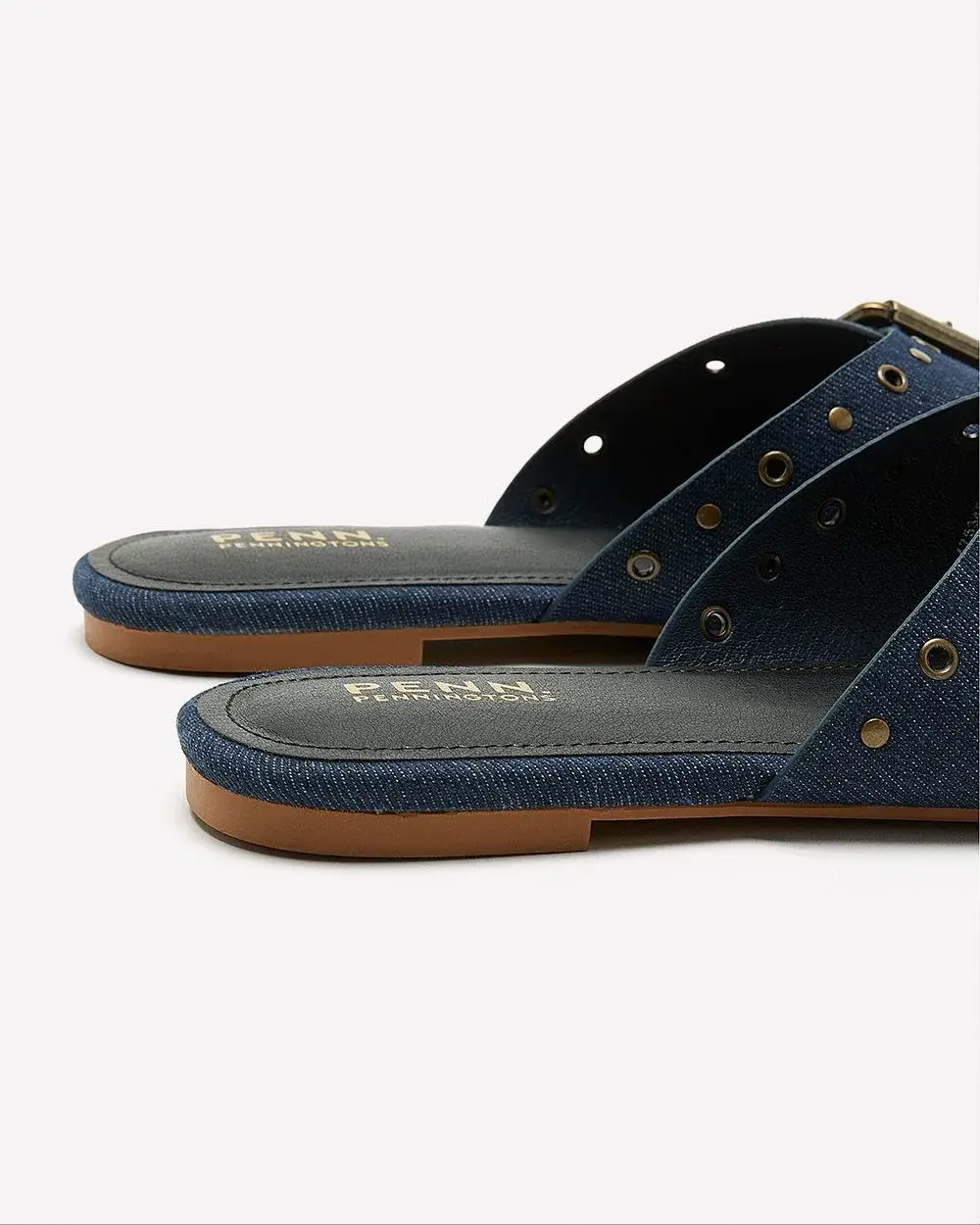 Extra Wide Width, Flat Sandal with Metal Buckle and Eyelets