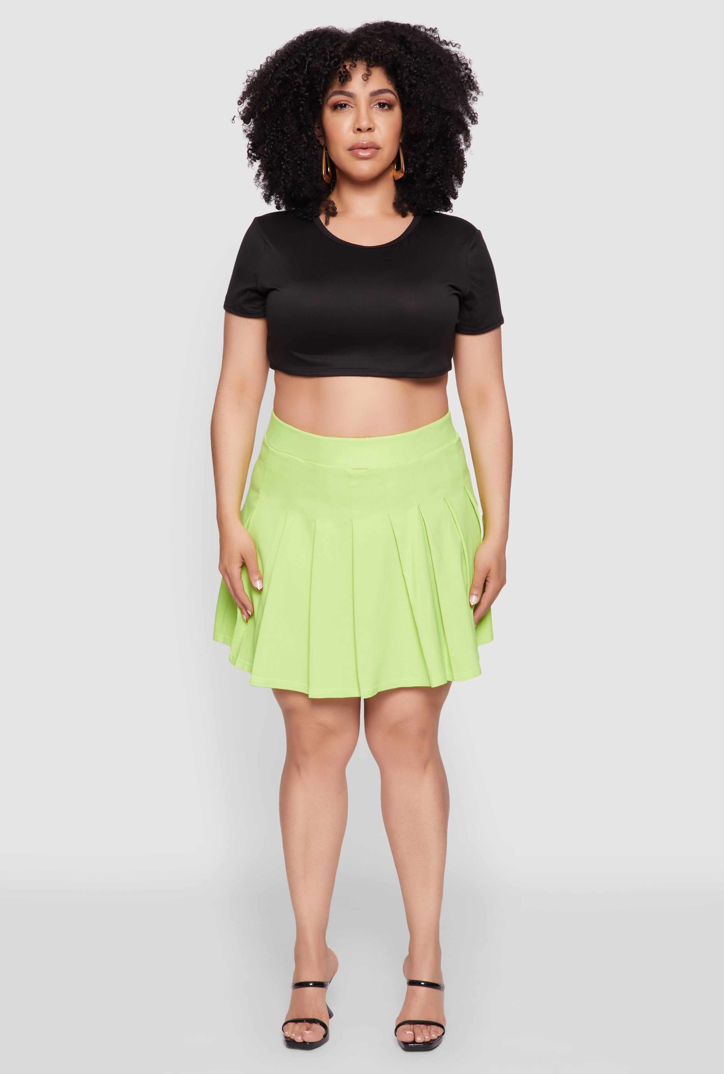 Plus Size Chic High Waisted Mini Pleated Skirt