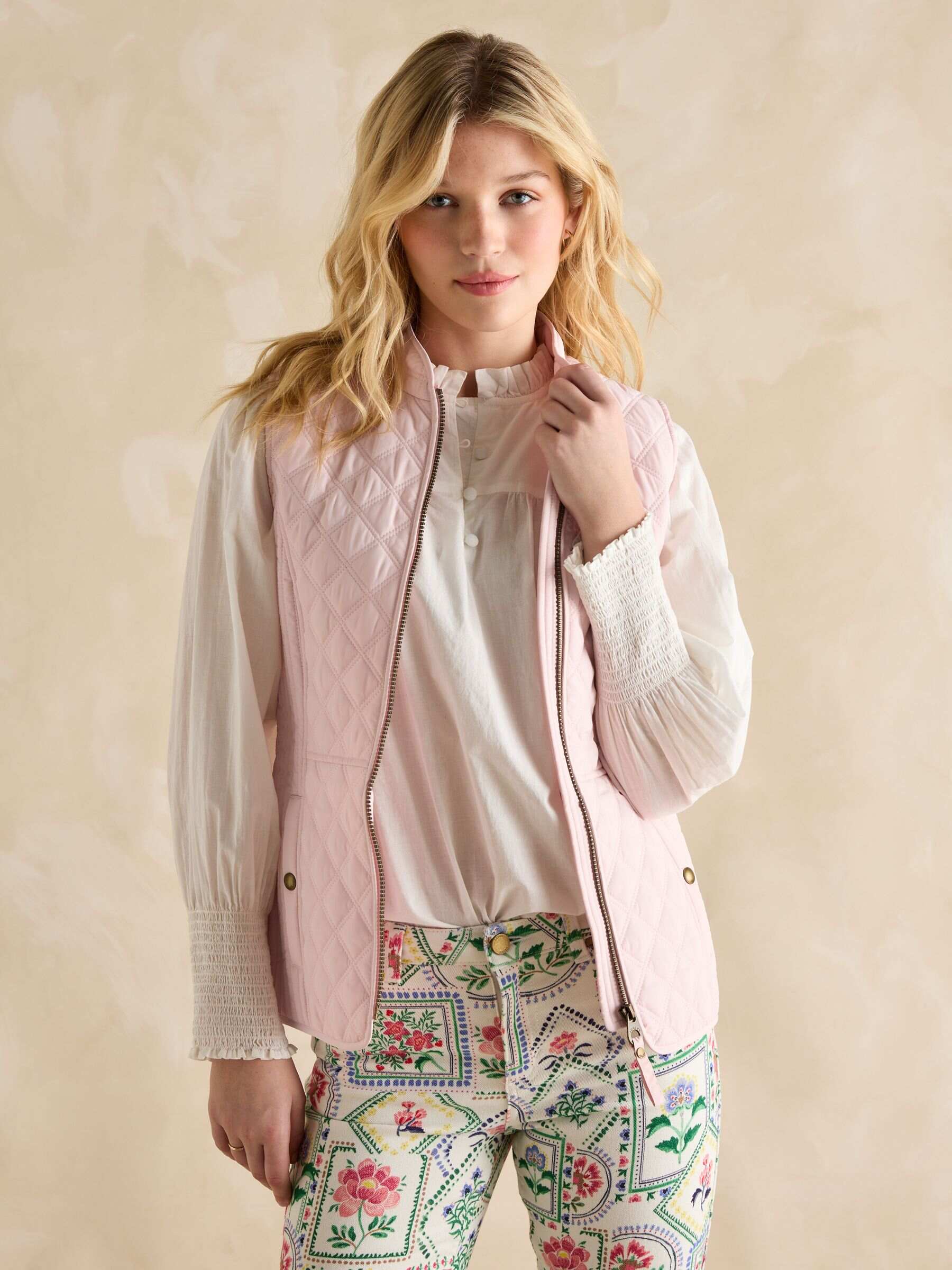 Minx Pink Showerproof Diamond Quilted Gilet