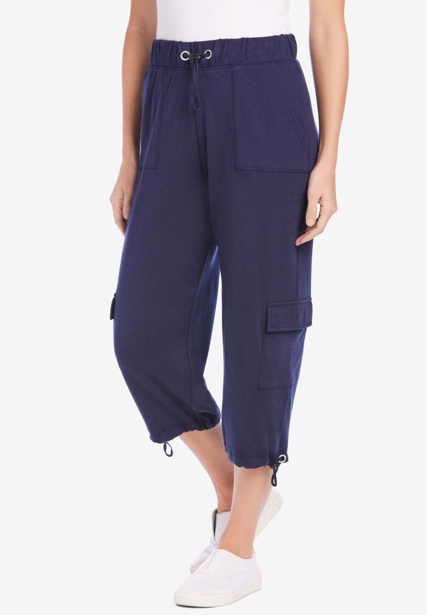 Pull-On Knit Cargo Capri