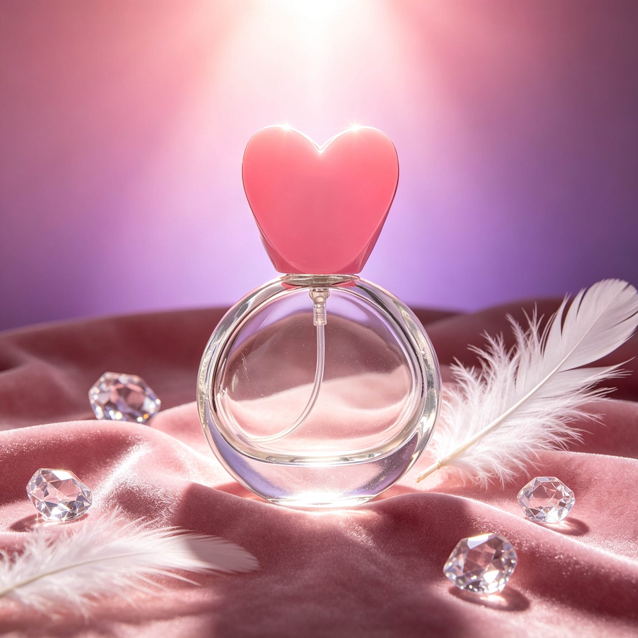 Pink Heart Cap Refillable Perfume Spray Bottle