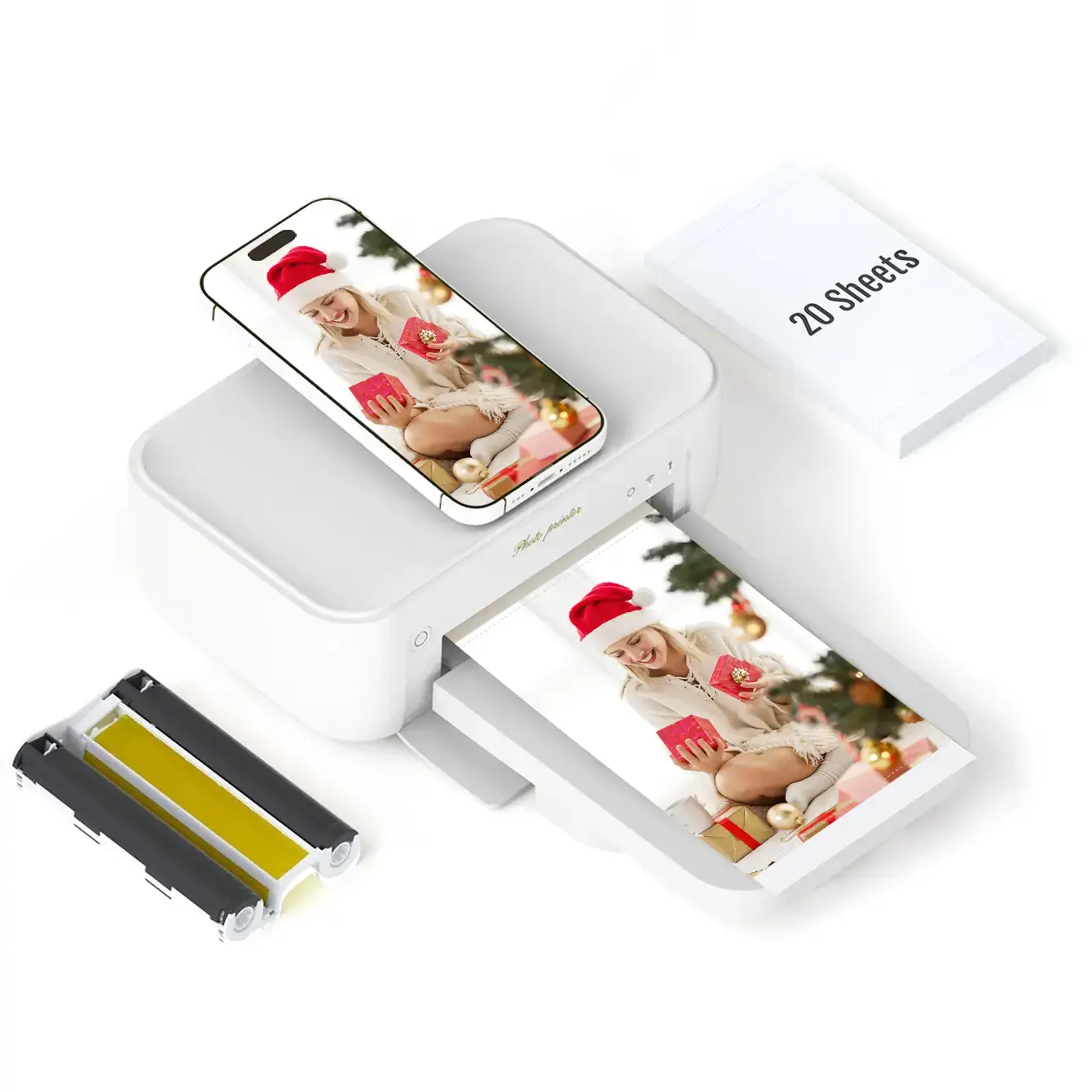4x6 Photo Printer, Includes 20 Sheets & 1 Ribbon, Portable Thermal Dye Sublimation Printer with AR Video Printing, Valentine's Day Gift