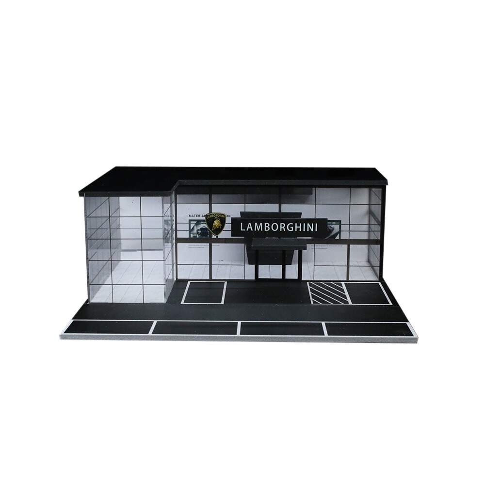 1:64 Scale Supercar Showroom Diorama Display Case – Modern Dealership Scene for Diecast Cars