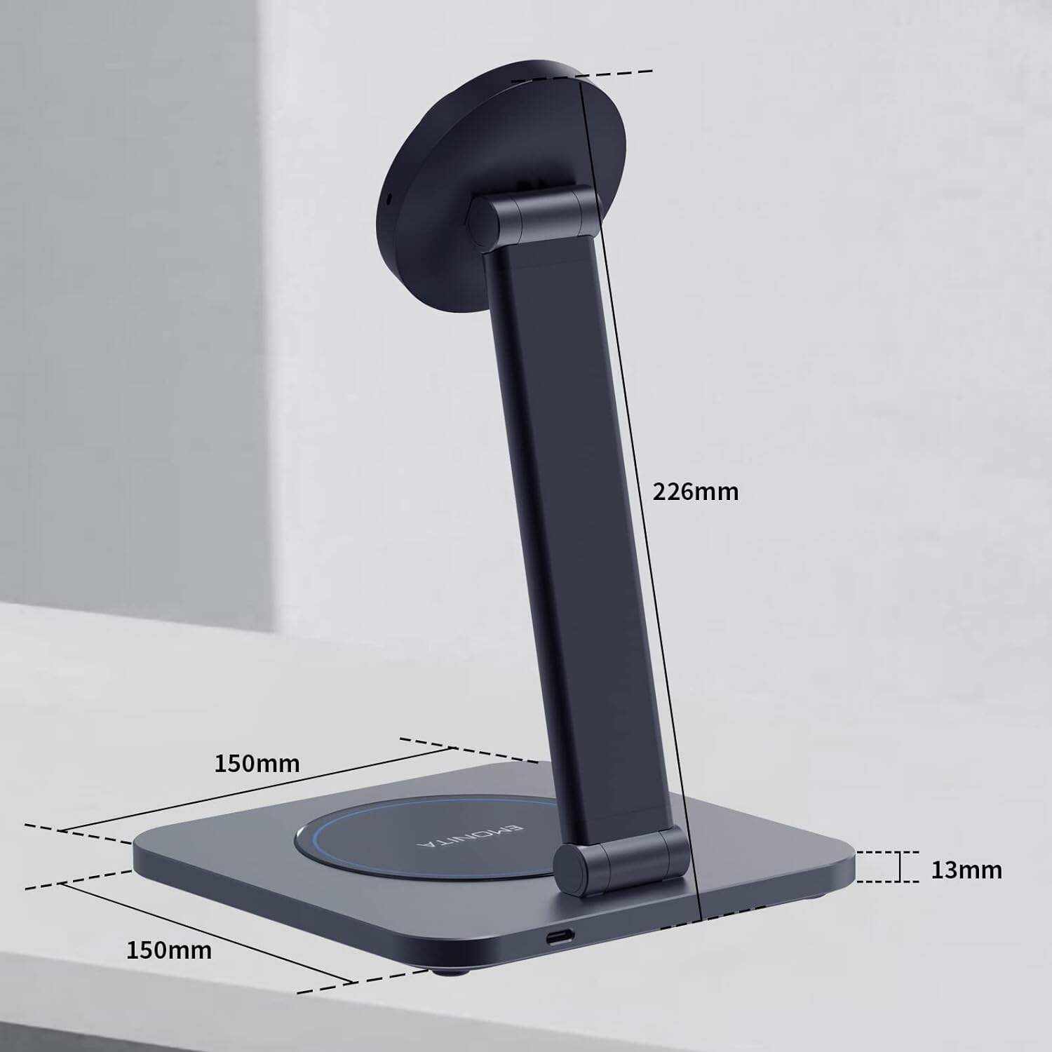 EMONITA Magnetic Stand with Charging Case for 10.2 Inch 7th / 8th / 9th Gen (2021/2020/2019). 18W USB C Fast Charging Cable Included, Foldable L Shape, Strong Magnets, 360 Rotation, 180 Tilt