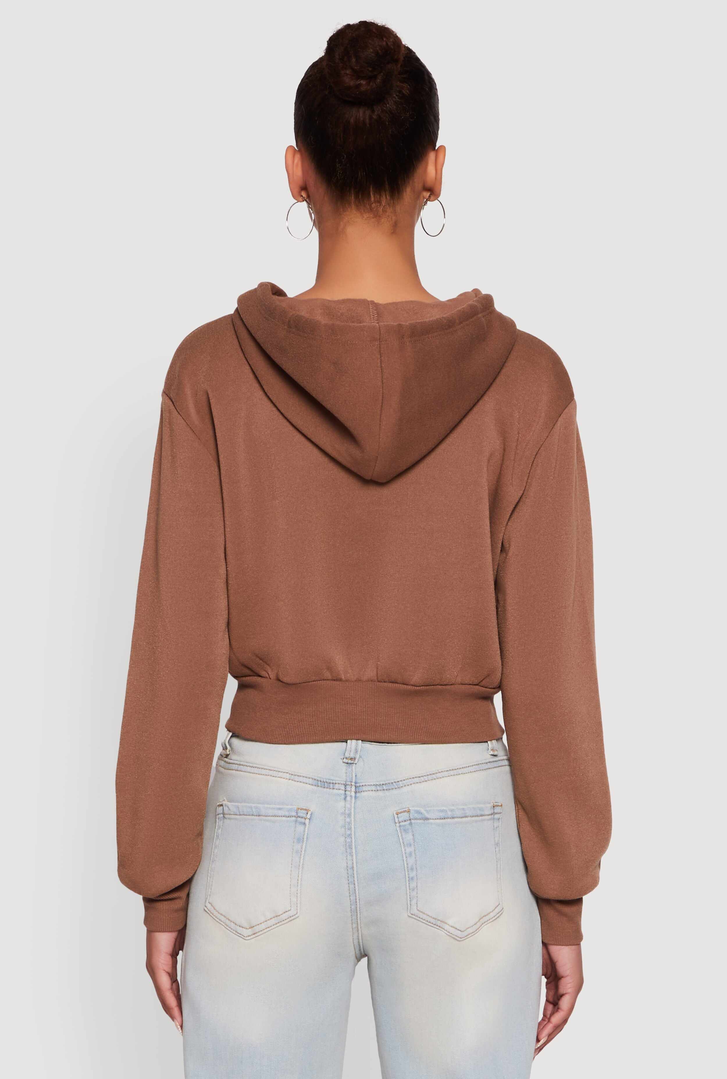 Long Sleeve Fleece Zip Front Hoodie