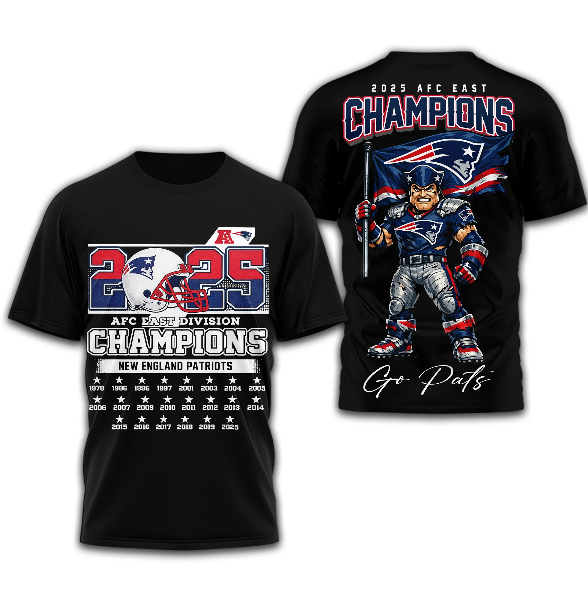 New England Patriots | Premium NFL 2025 AFC East Champions 3D Shirt TD