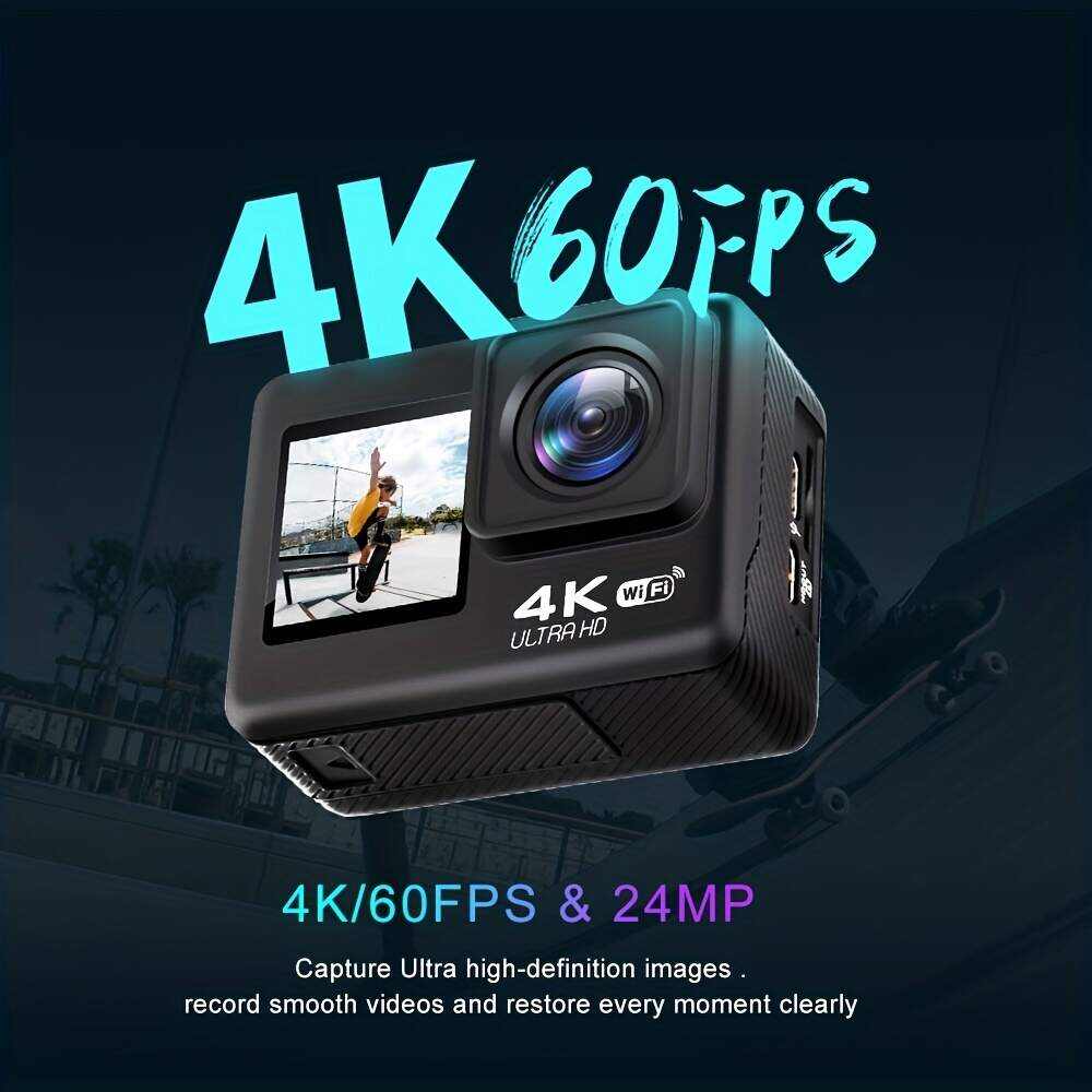 4K/60fps Touch Screen Hd Screen 170 Degree Wide Angle Unwaterproof 1181.1inch WiFi Action Camera With Remote Control Max Support 128GB Memory Card (not Included Sd Card )