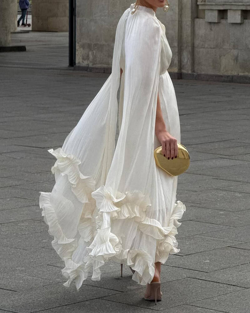Round Neck Ruffled Fashionable Dress