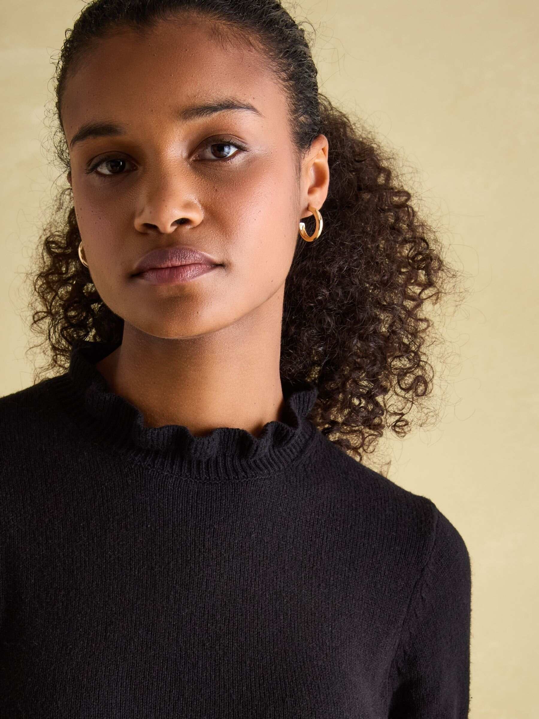 Edith Black Frill Neck Jumper