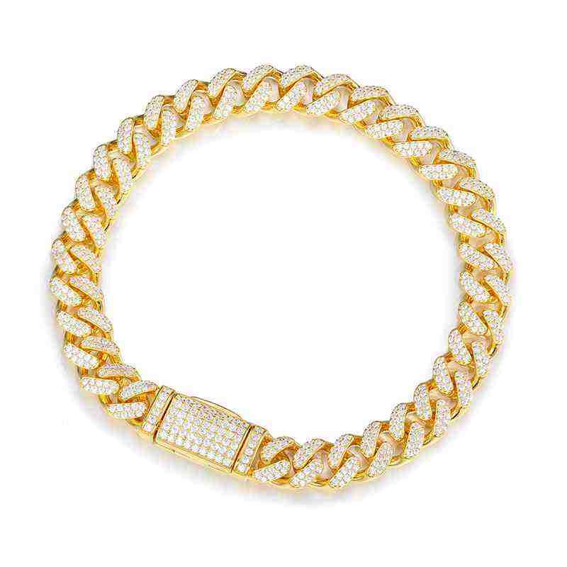 10mm S925 2 Rows Moissanite Cuban Link Bracelet