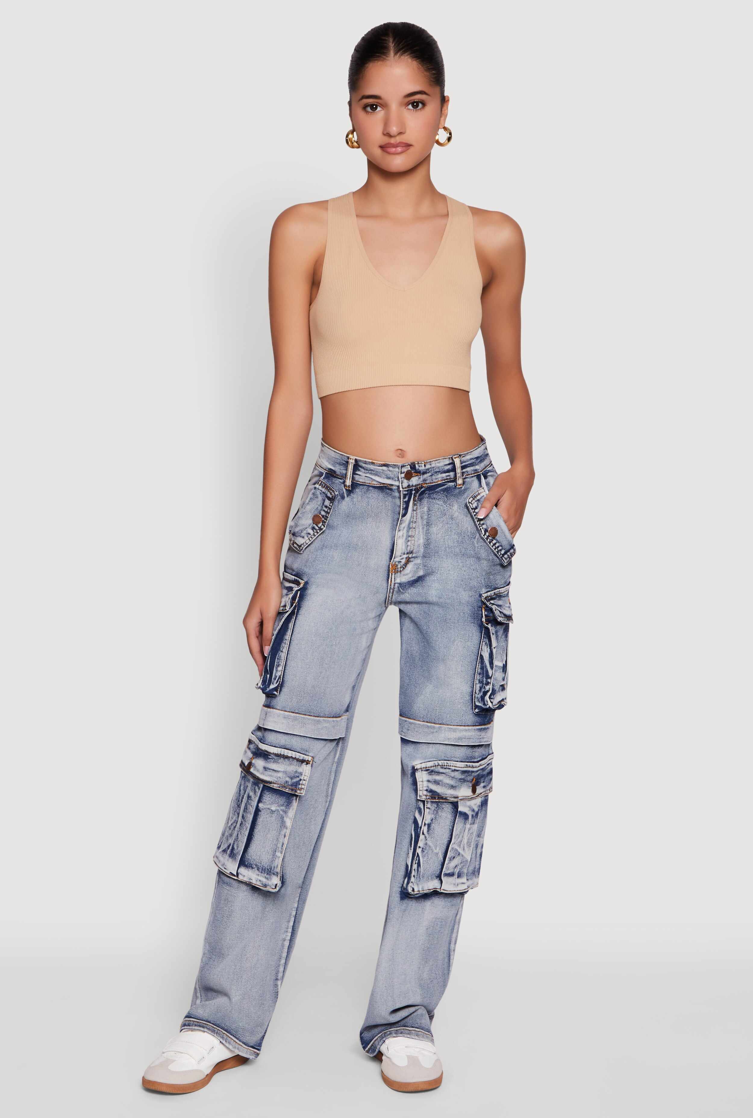 Daisy Mineral Wash Straight Leg Cargo Jeans