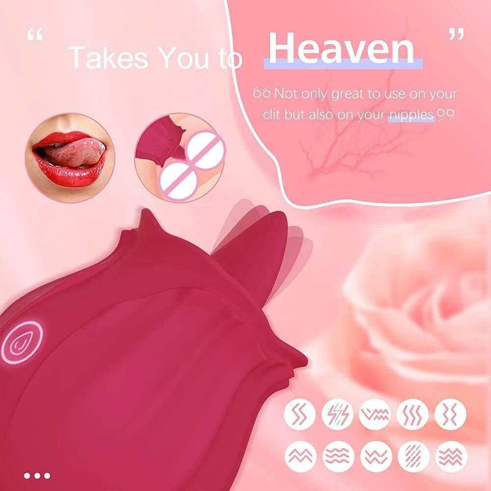 Rose Shape Vagina Sucking Vibrator: Intimate Nipple Sucker with Oral Licking and Clitoris Stimulation - Powerful Sex Toy for Women