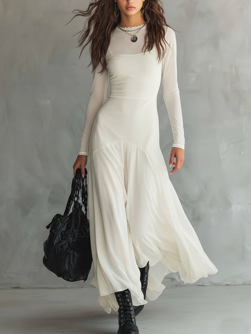 🔥Summer Arrivals🌟Elegant Mesh Sheer Multi-layered Stretch Maxi Dress