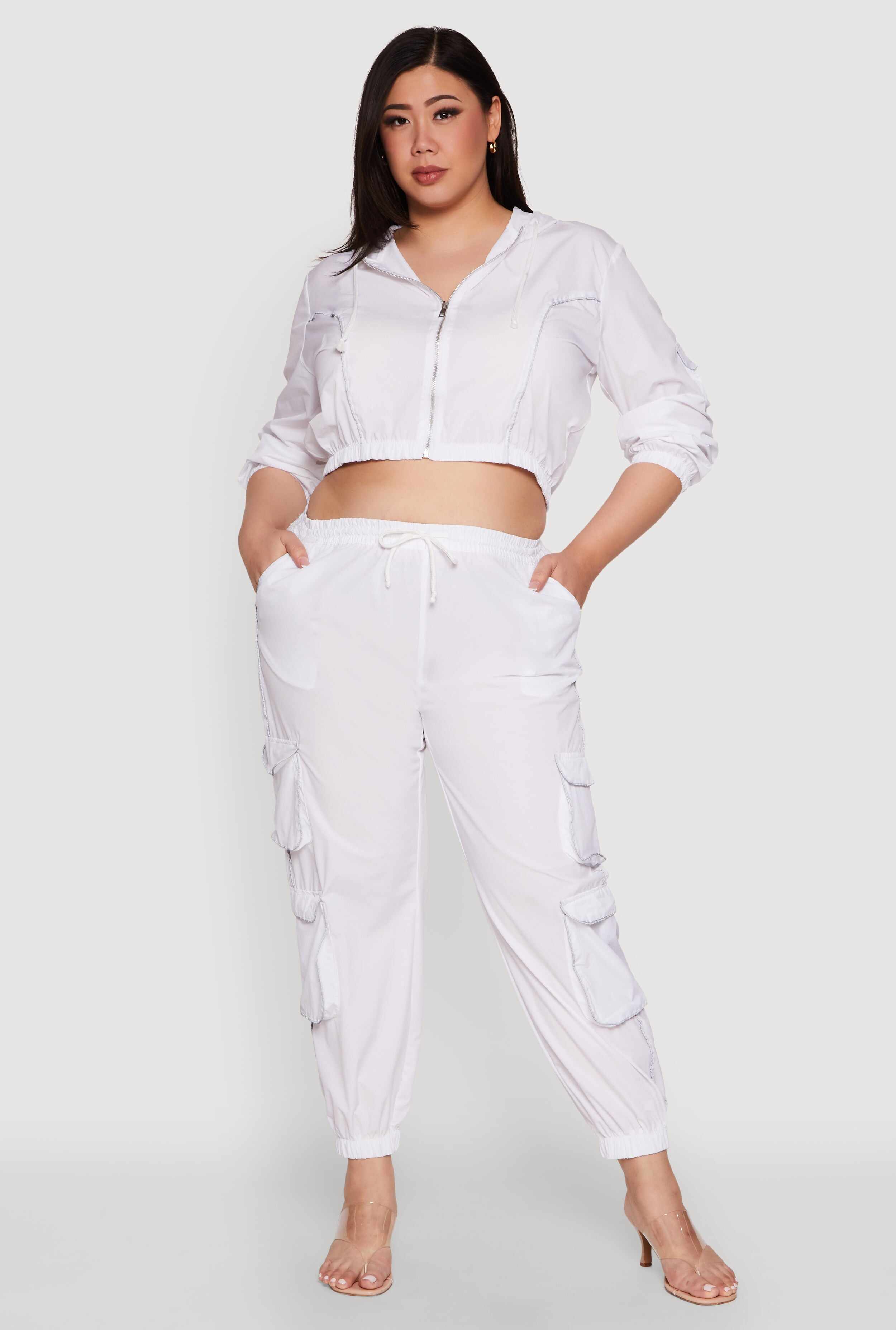 Plus Size Drawstring Cargo Pocket Joggers
