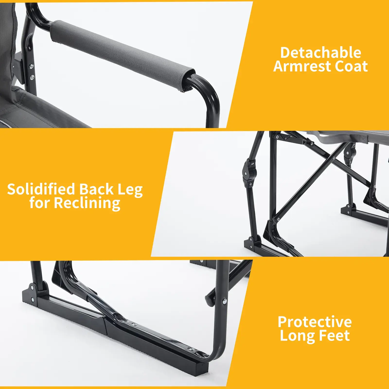 Rocker ,Folding Camping Chair, Padded High Back, Adjustable Lumbar Support, Extra Wide for Adults, 5000 LBS Steel Frame, Portable Outdoor