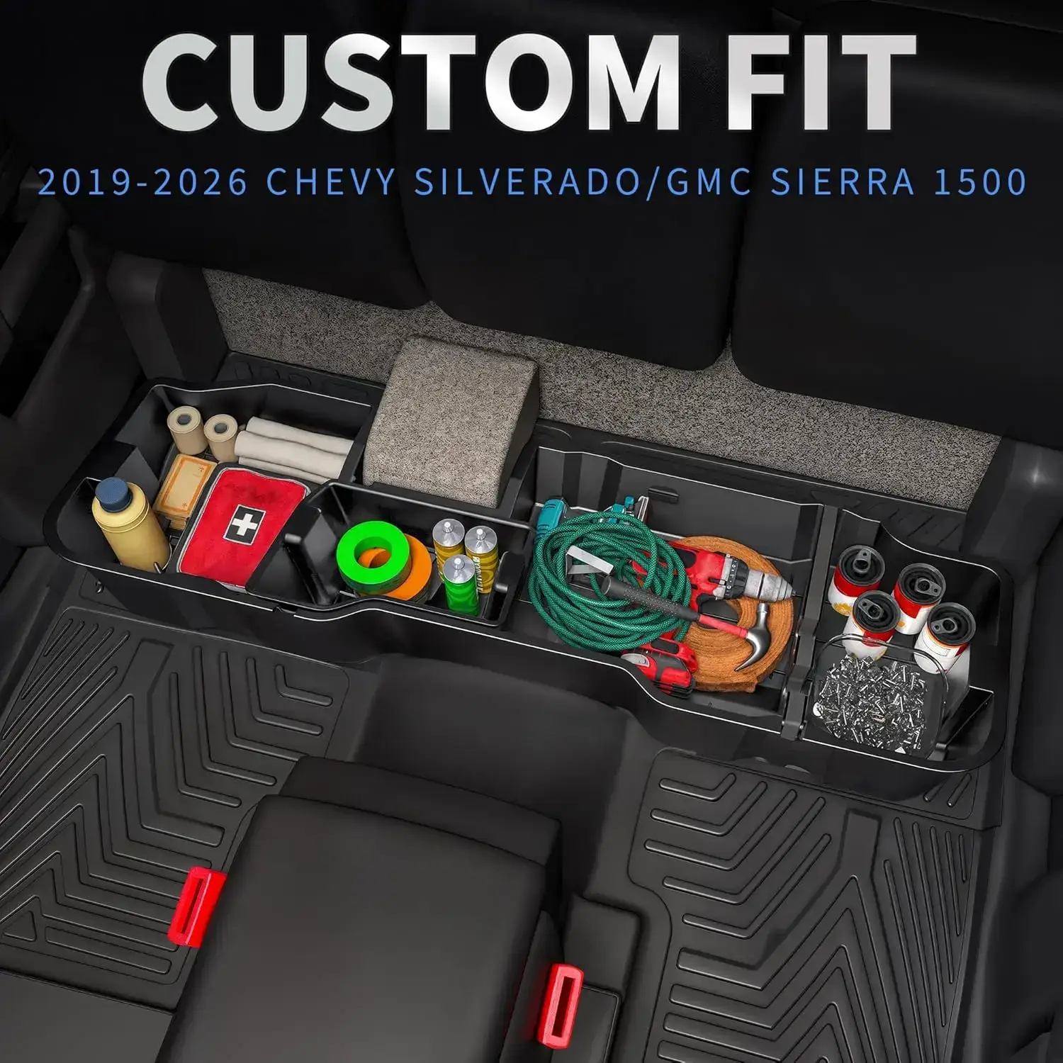 2-in-1 Underseat Storage Box for 2019-2026 Chevy Silverado & GMC Sierra