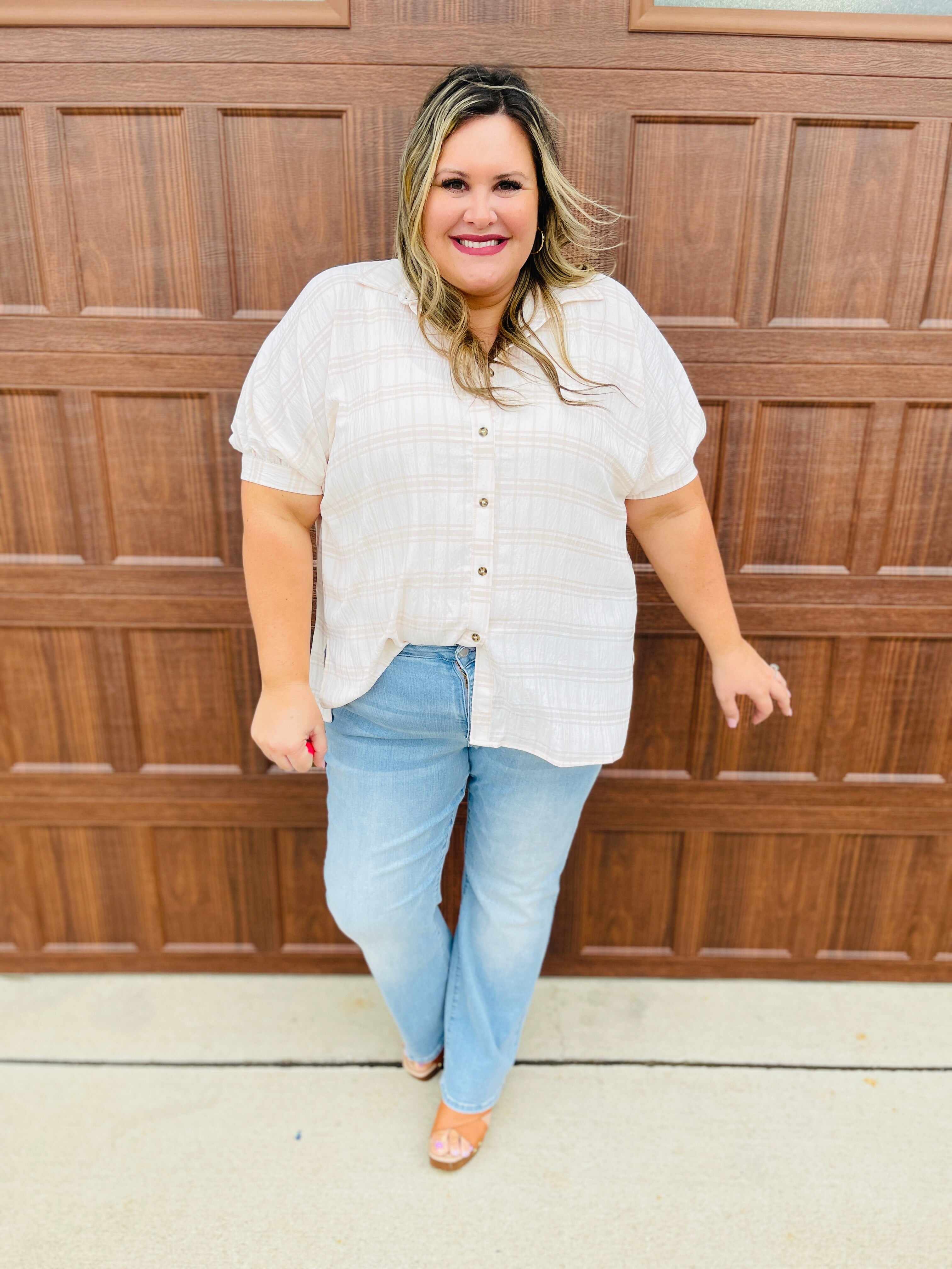 RESTOCK!  REG/CURVY Out of Pocket Love Lavender Stitching Wide Leg Jeans