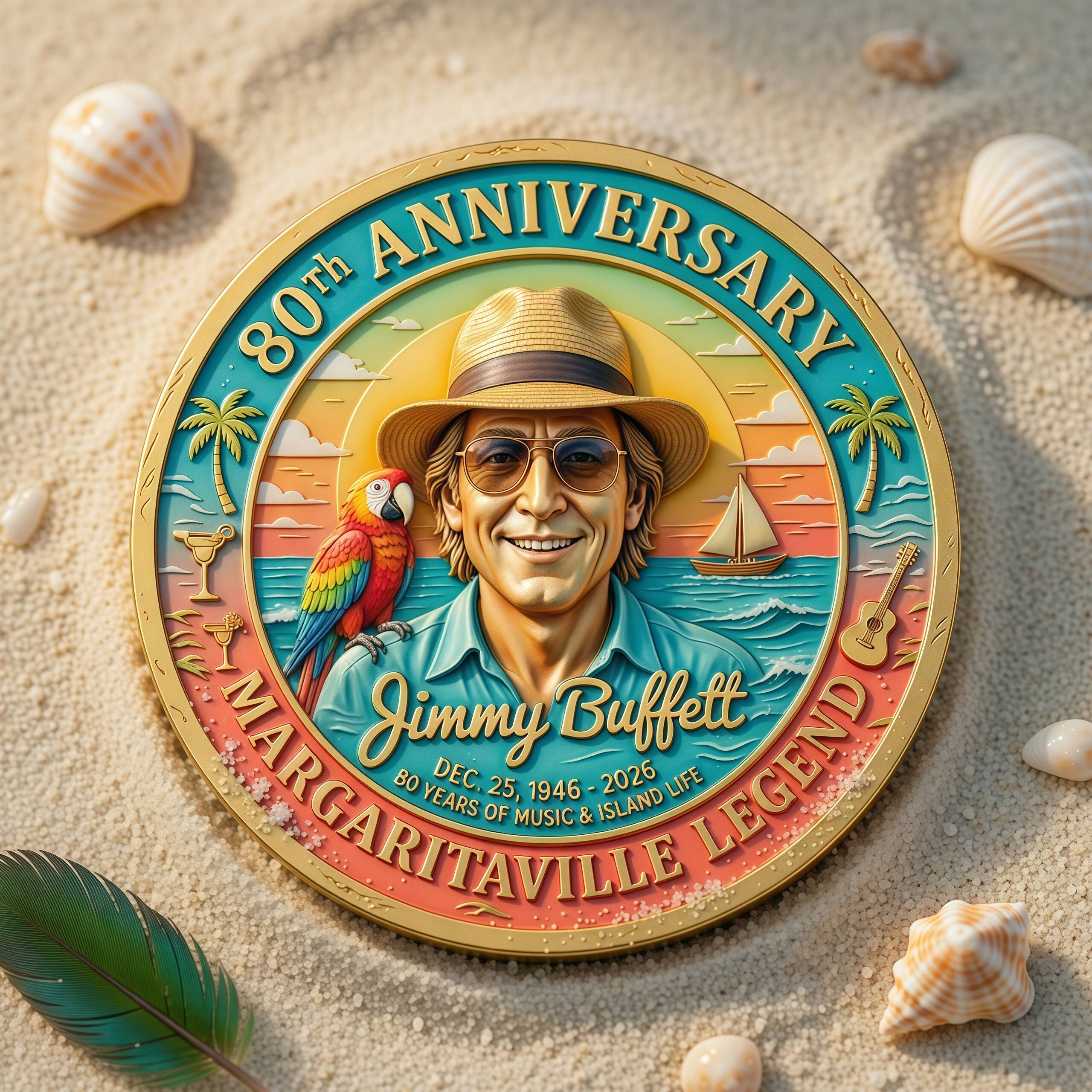 Jimmuy Buffett 80th Anniversary Coin