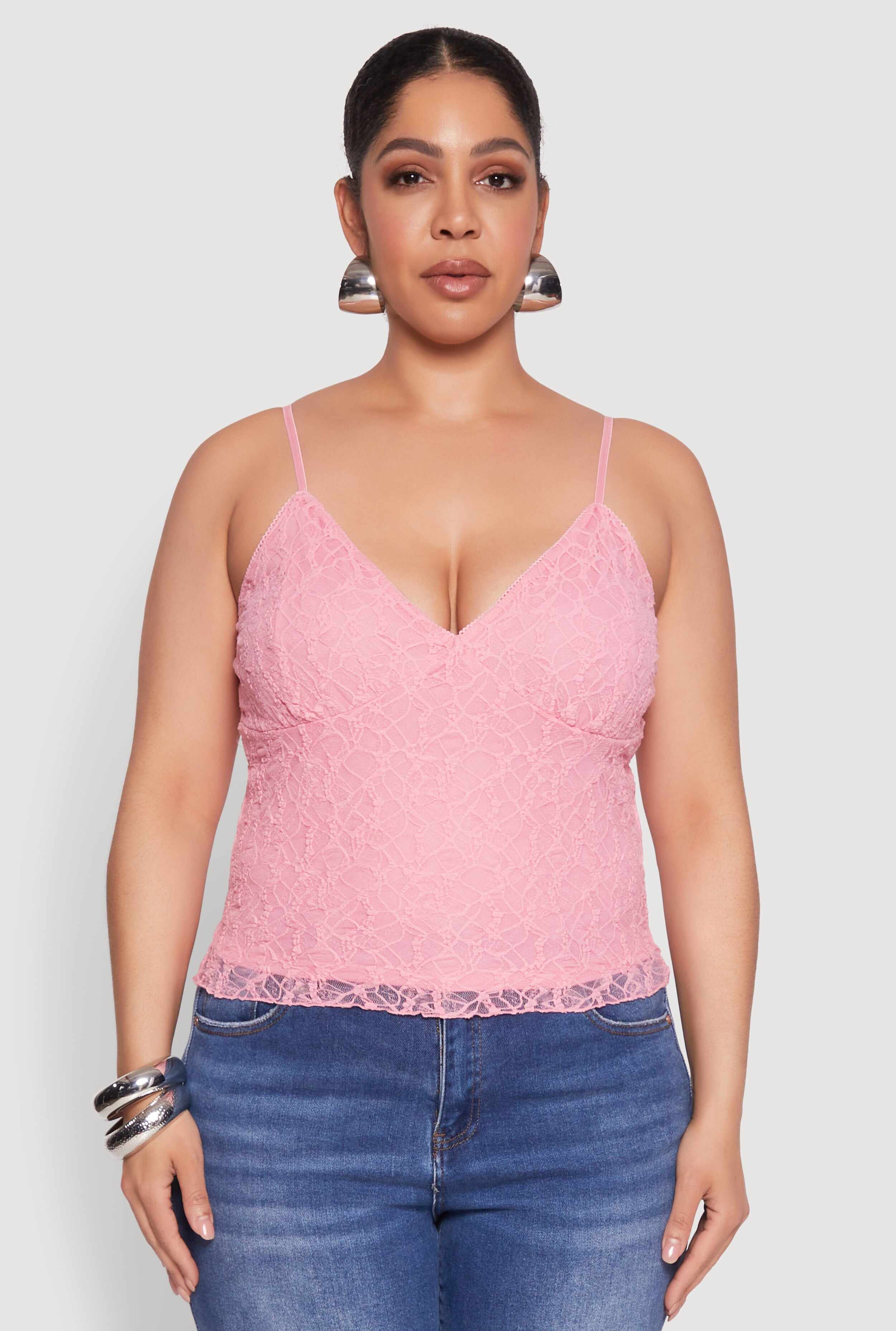Plus Size Lace Overlay Cami