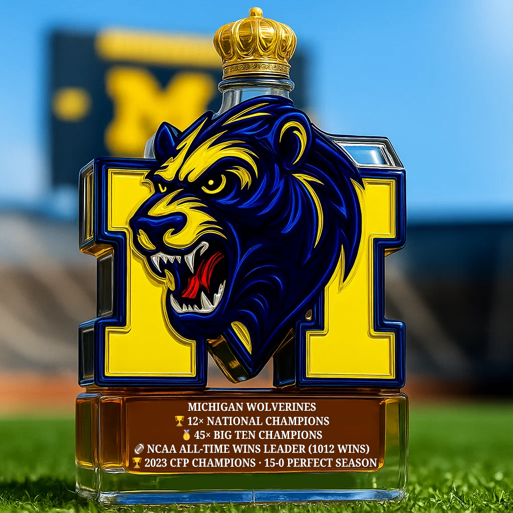 University of Michigan Michigan Wolverines Whiskey Bottle