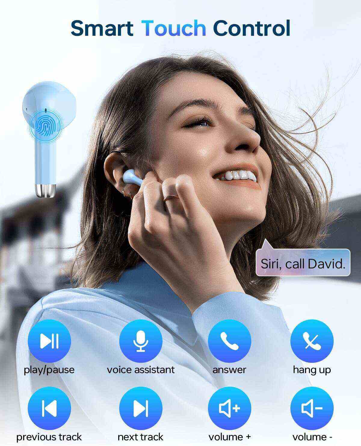 Wireless Earbuds, Bluetooth 5.3 Headphones 40Hrs Playtime with Charging Case, IPX5 Waterproof Stereo in-Ear Earphones with Microphone for iOS Android Cell Phone Sports Workout, Black