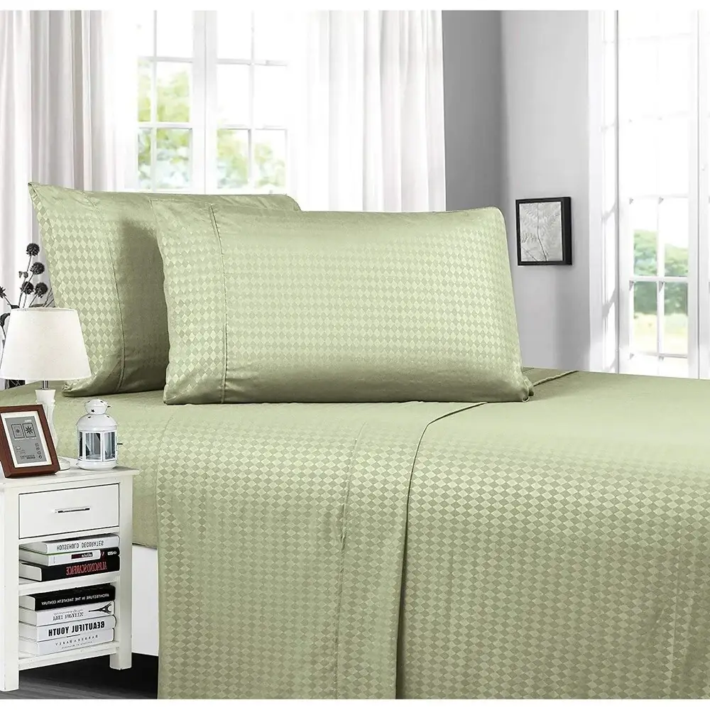 Elegant Comfort Diamond Embossed 4-Piece Bed Sheet & Pillowcase Set