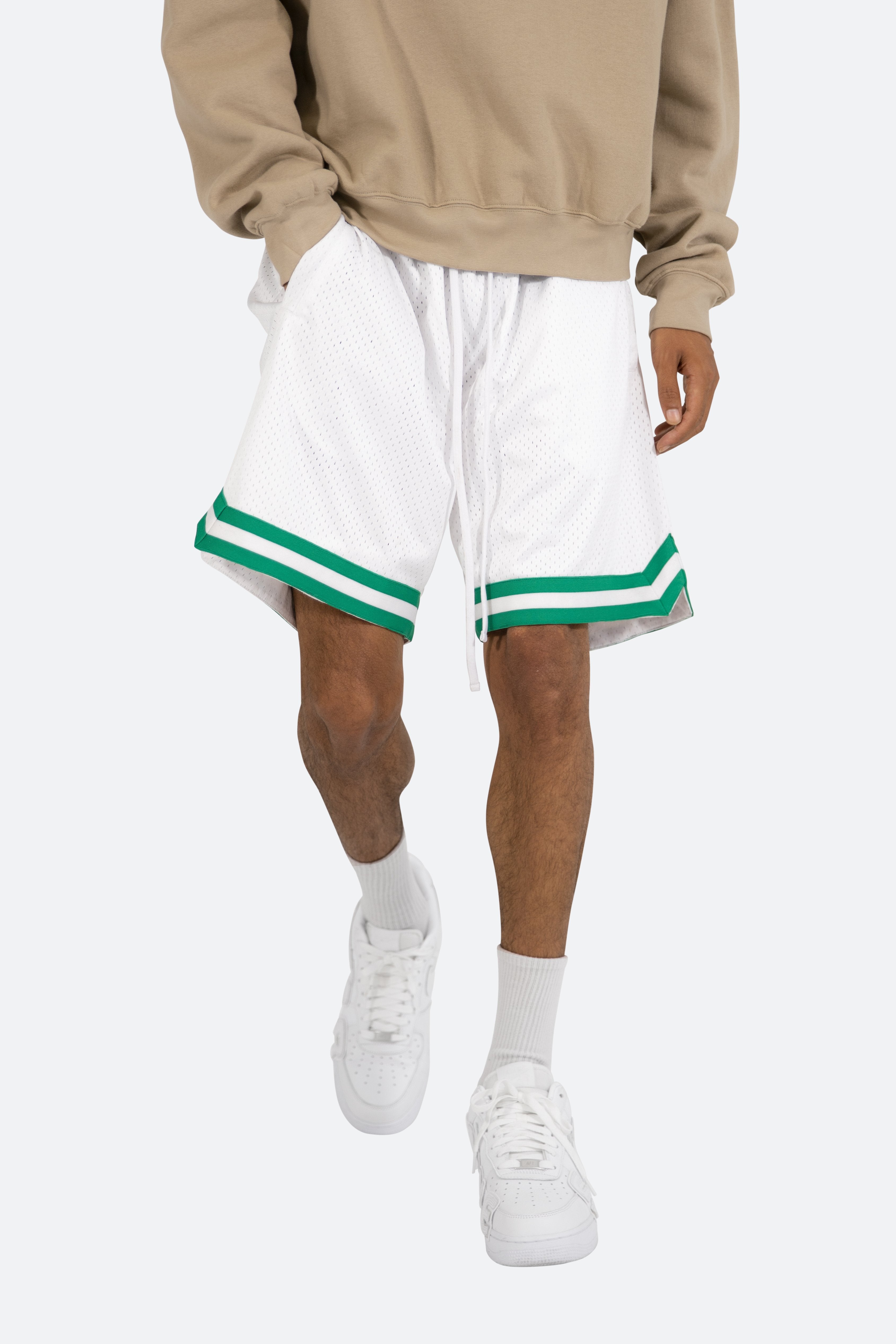 Basic Basketball Shorts - White/Green