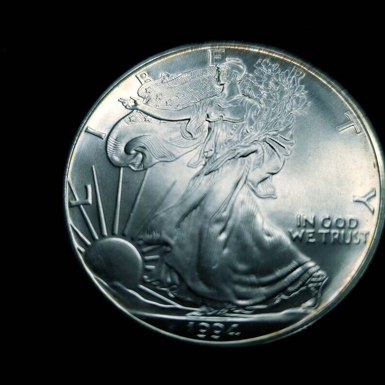 1994   American Silver Eagle  - Slightly  Toned    -  1 Oz .999 Tough  Key date   Lot# 84  Regular 89
