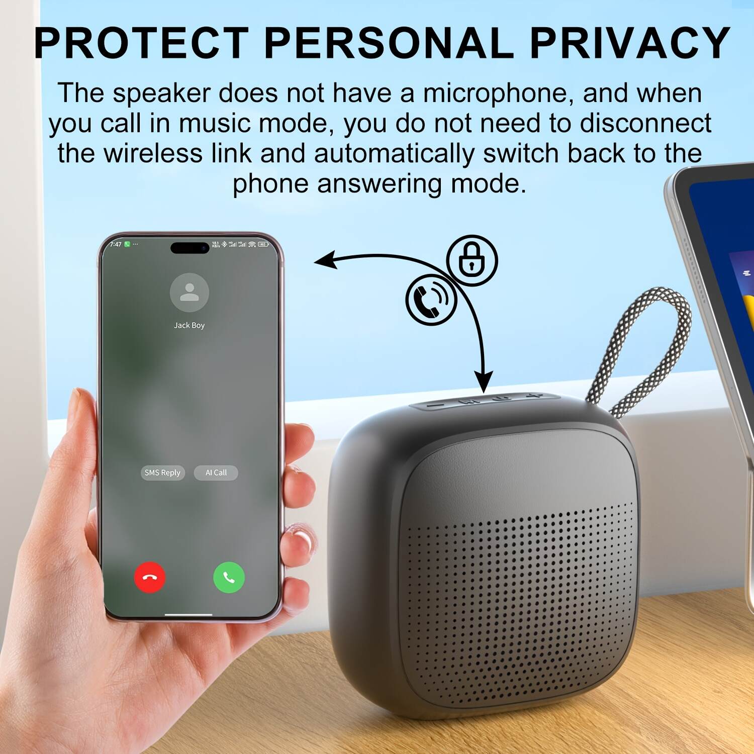 [Portable Wireless Speaker] Portable Wireless Speaker | TWS Stereo, Automatic Call Cut-Off, Private Protection, FM Radio, TF Card, USB, Type-C Charging, Convenient Lanyard, Suitable for Birthday Gifts or Outdoor Camping