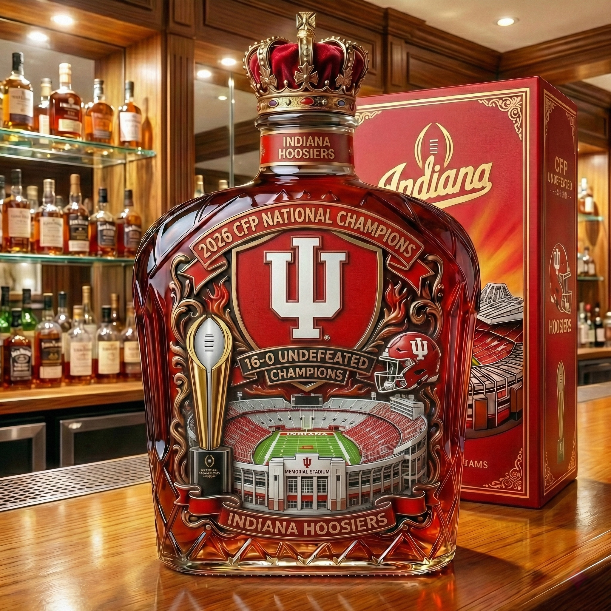 Indiana Hoosiers 2026 CFP National Champions Commemorative Whisky Bottle