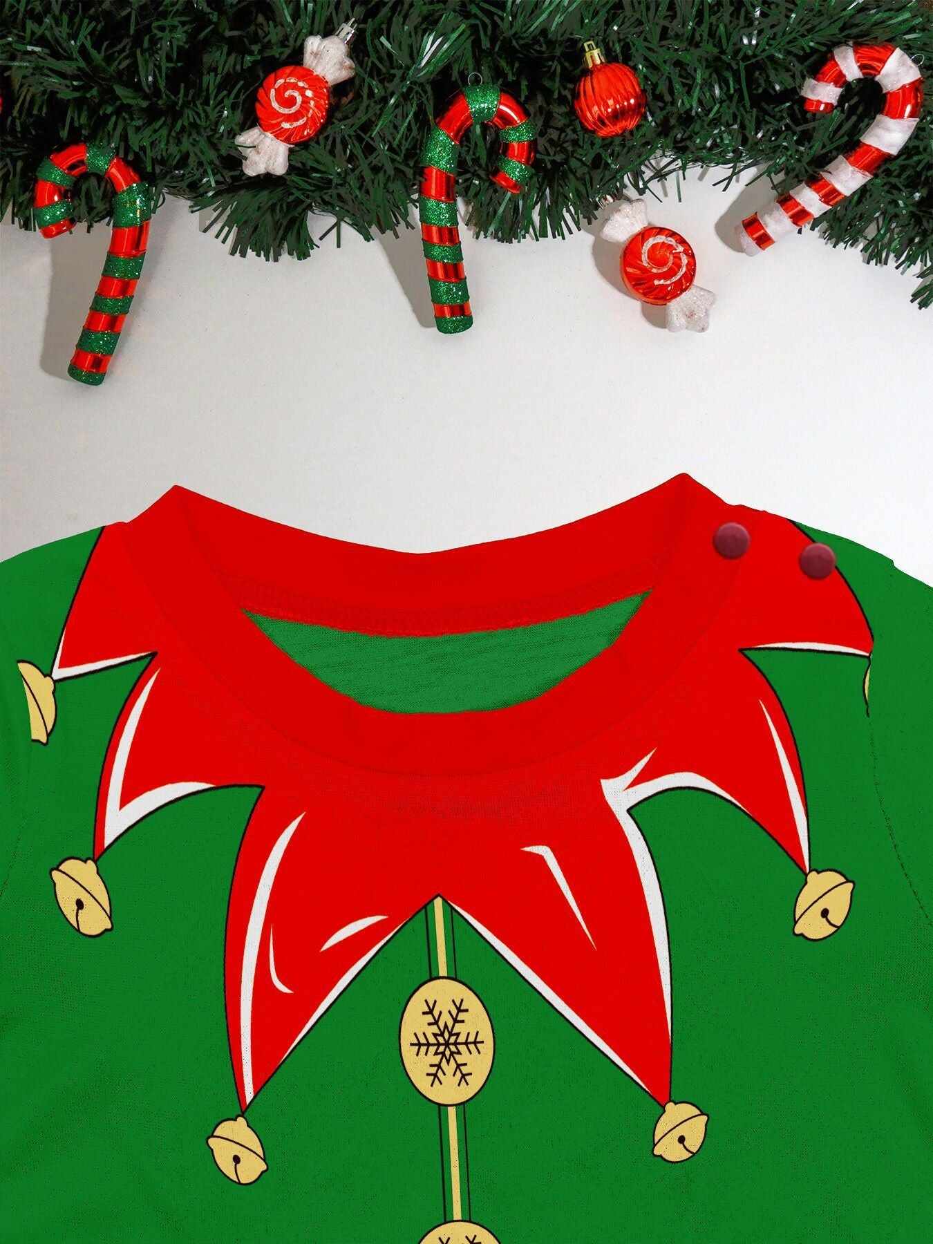 2024 3D Print Christmas Family Pajamas Red Green Striped Crutch Xmas Pajamas