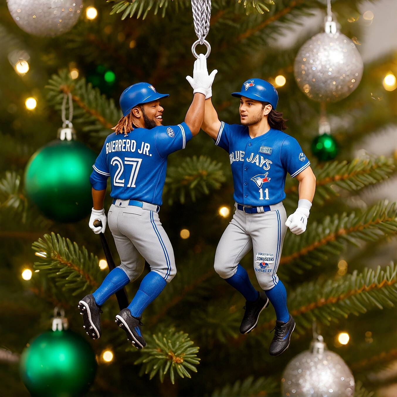 Blue Jays High-Five Christmas Ornament 2025