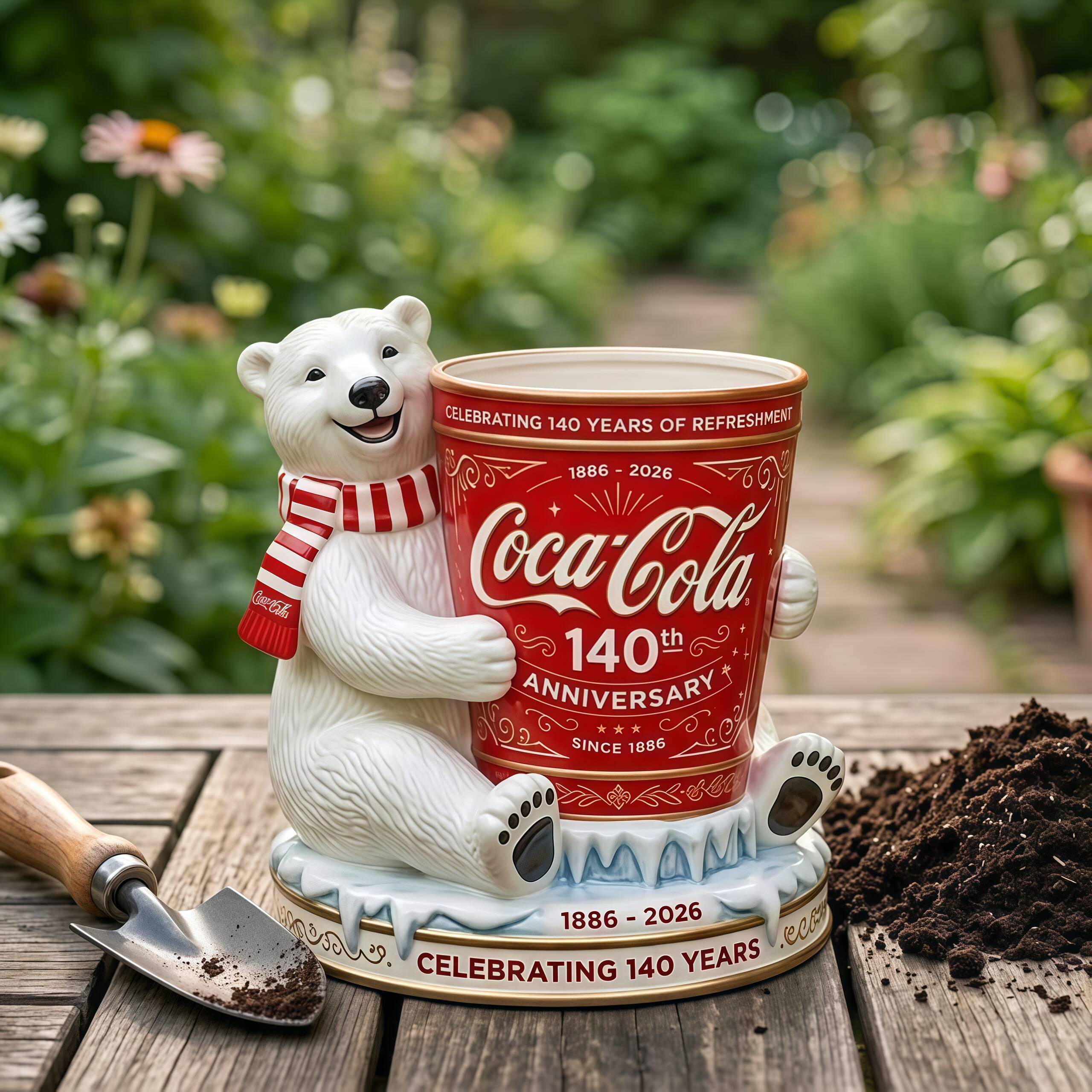🥤Coca-Cola 140th Anniversary Polar Bear Planter