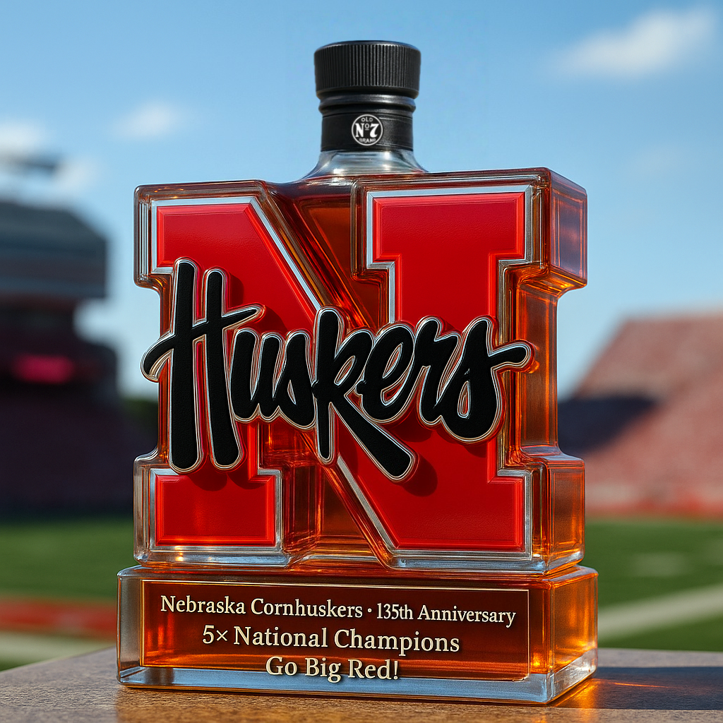 Nebraska Cornhuskers 135th Commemorative Whiskey Bottle