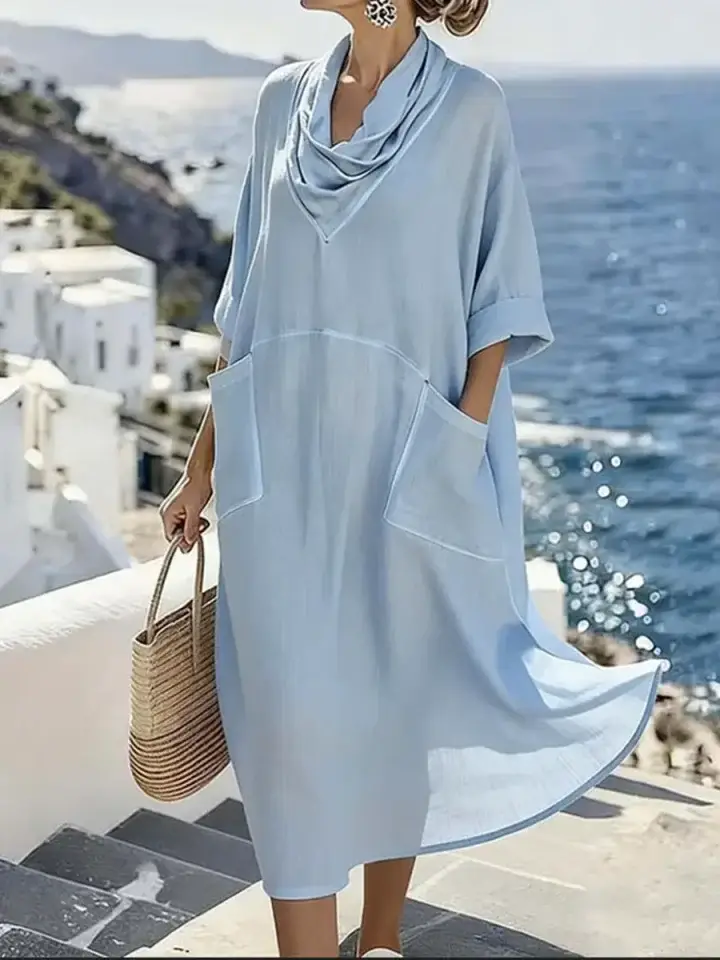 🔥Summer Arrivals🌟Women's Linen And Cotton Pocket Dress