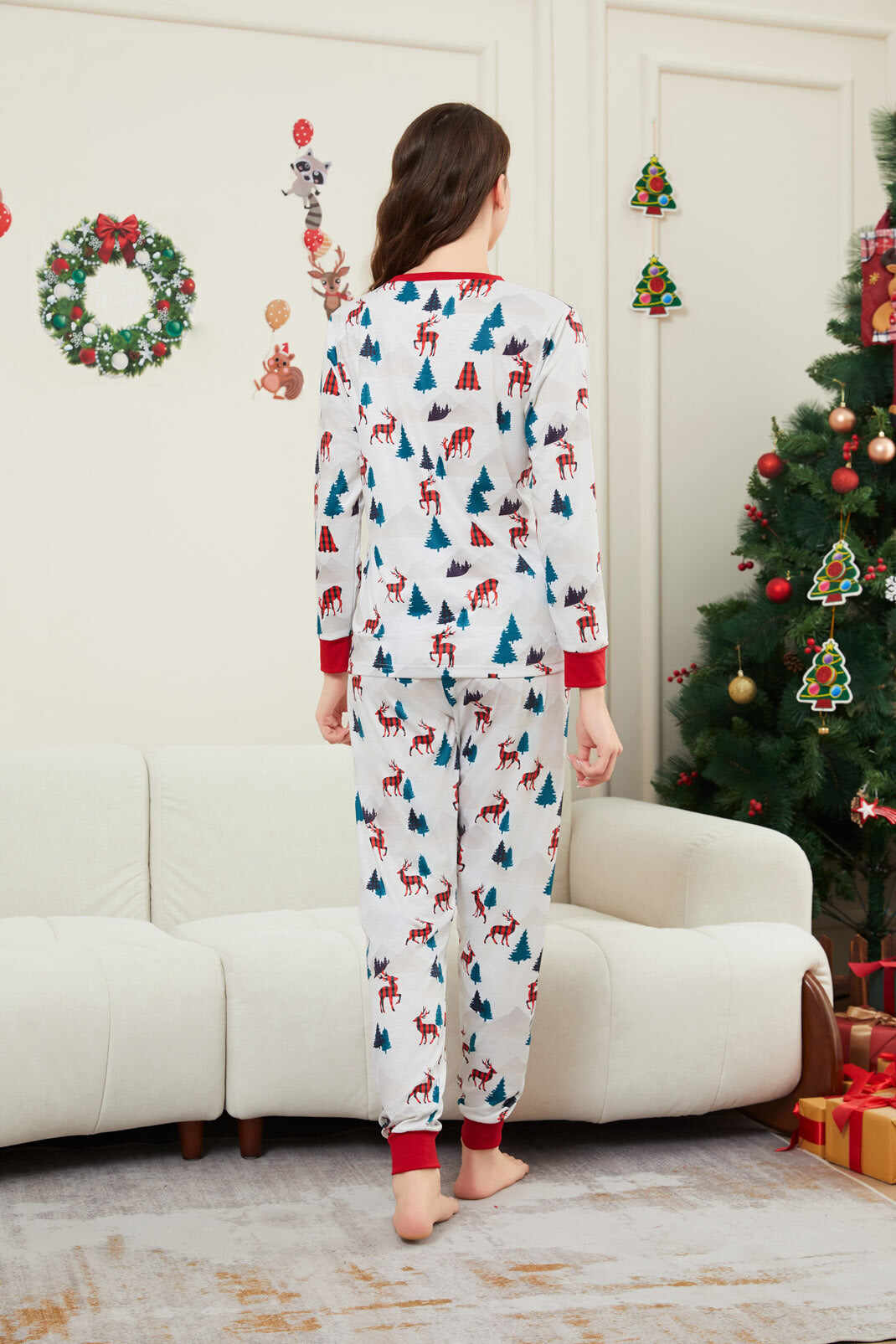 Christmas White Printed Family Matching Christmas Pajamas Sets