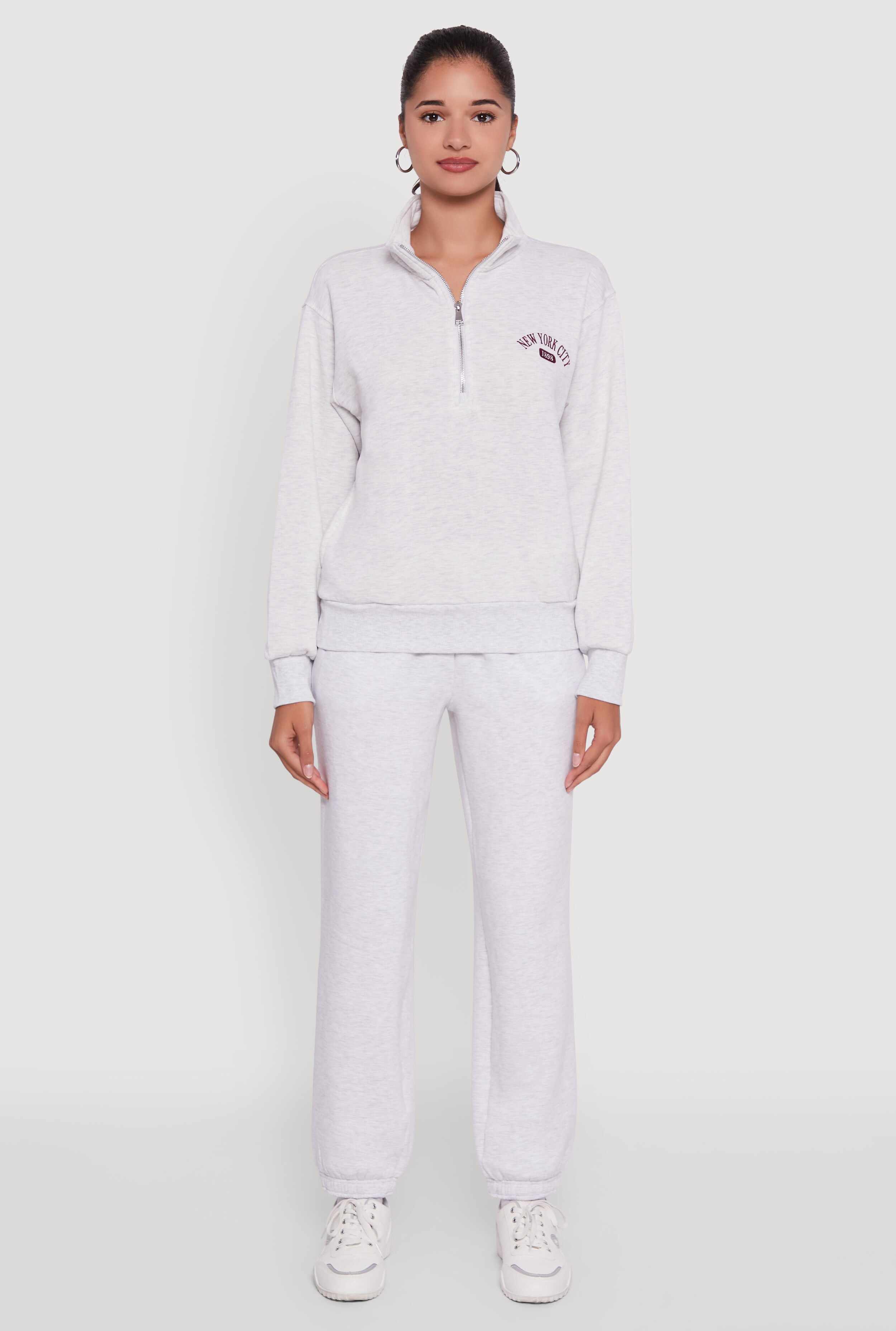 Mock Neck Half Zip New York City Graphic Sweatshirt