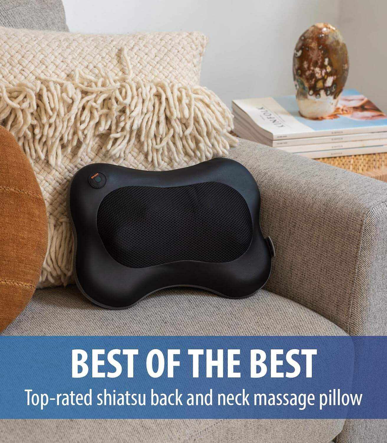 Zyllion Back and Neck Massager with Heat - 3D Deep Tissue Shiatsu Massage Pillow for Chair, Car and Muscle Pain on Whole Body: Shoulders, Calf, Foot, Legs, Arms (NOT Cordless) - Black (ZMA-13-BK)