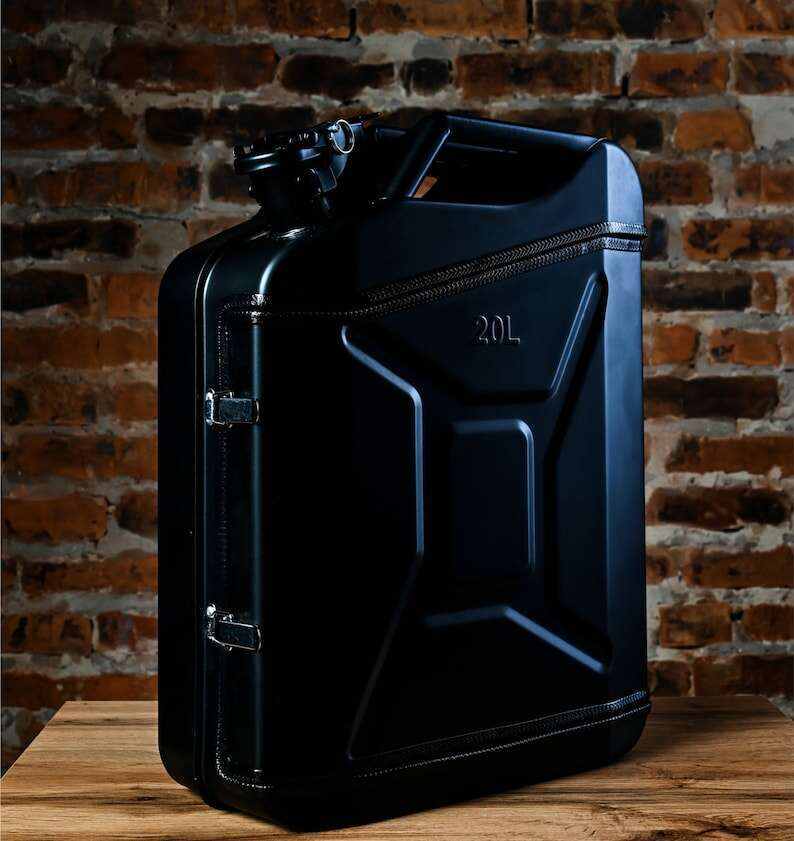 20 L Gift Black Matte Mini Bar Jerry Can, Metal Mini Bar With Wood Inside With Picnic Set, Custom Fuel Bar, Canister Bar Jerry Can