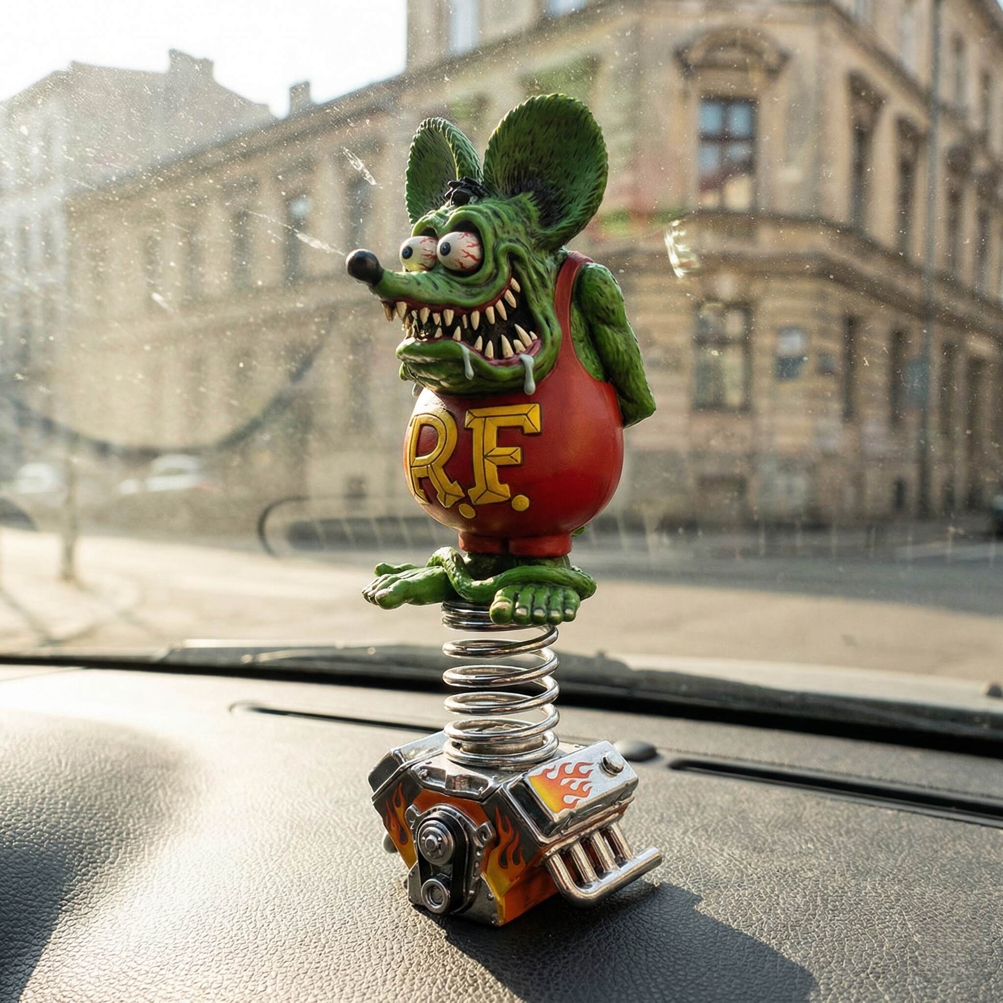 Rat Fink Hot Rod Dashboard Spring Bobblehead Ornament