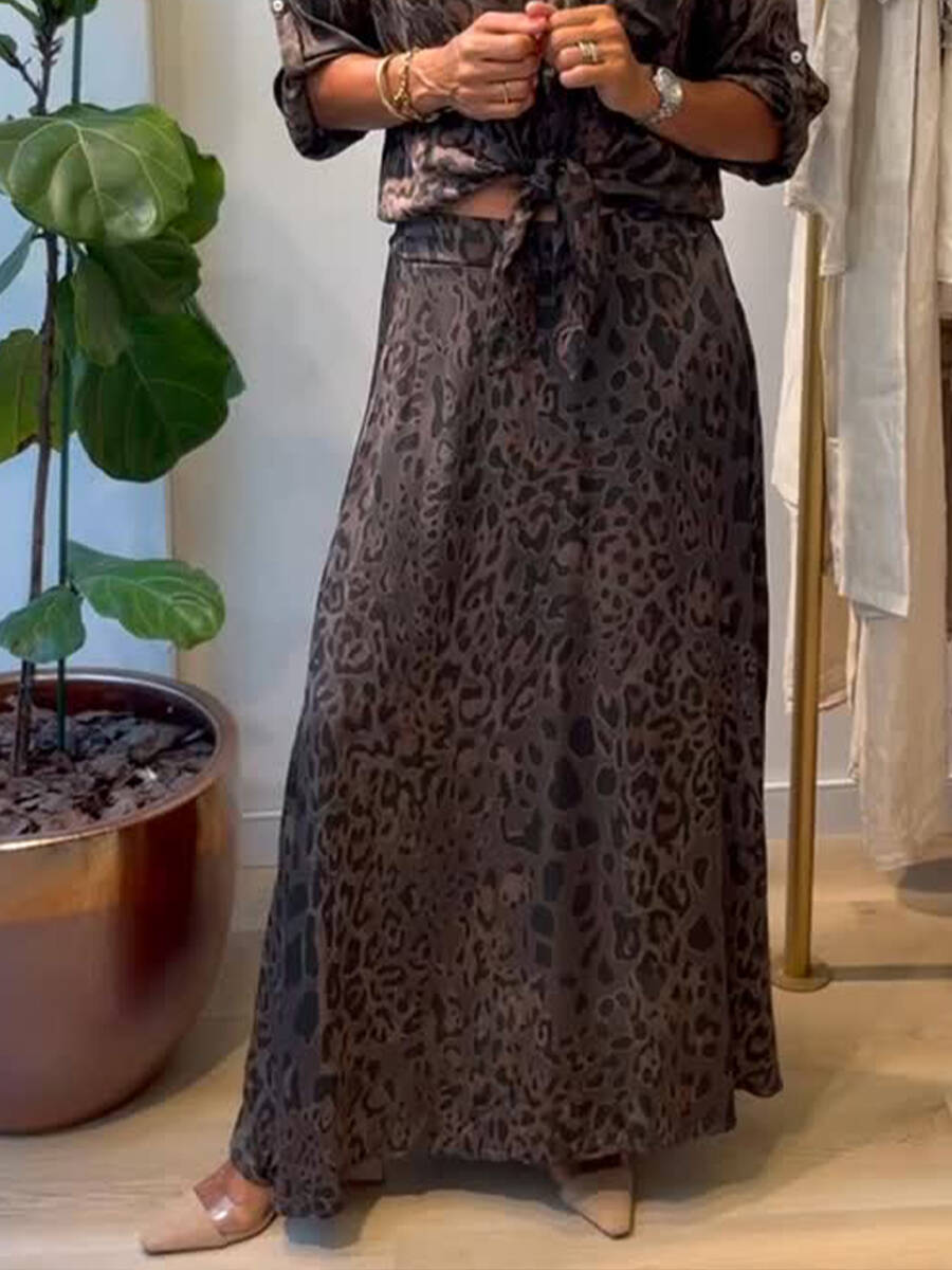 🔥Summer Arrivals🌟Cozy Linen And Cotton Leopard Print Skirt.