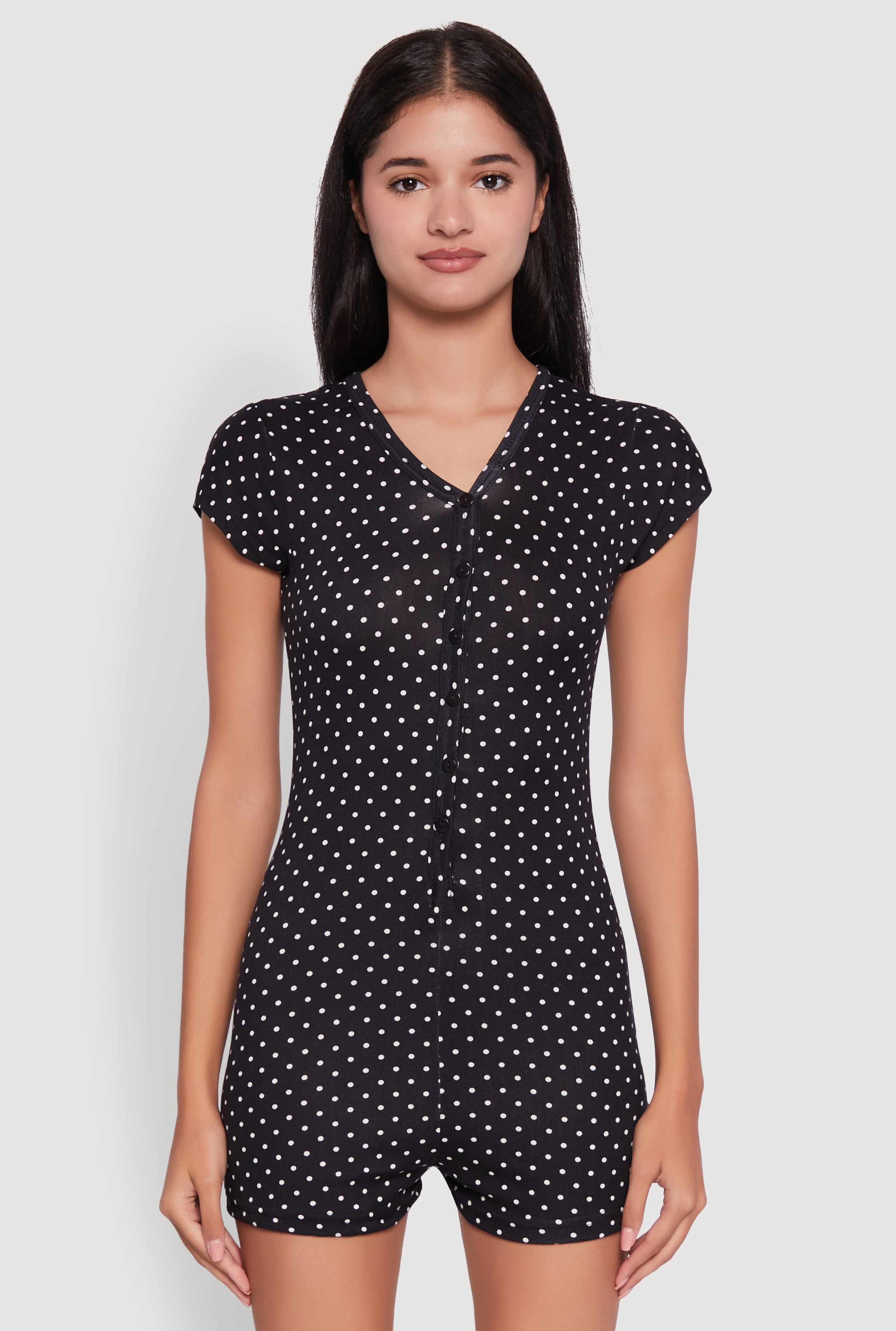 Drama Queen Graphic Polka Dot Pajama Romper