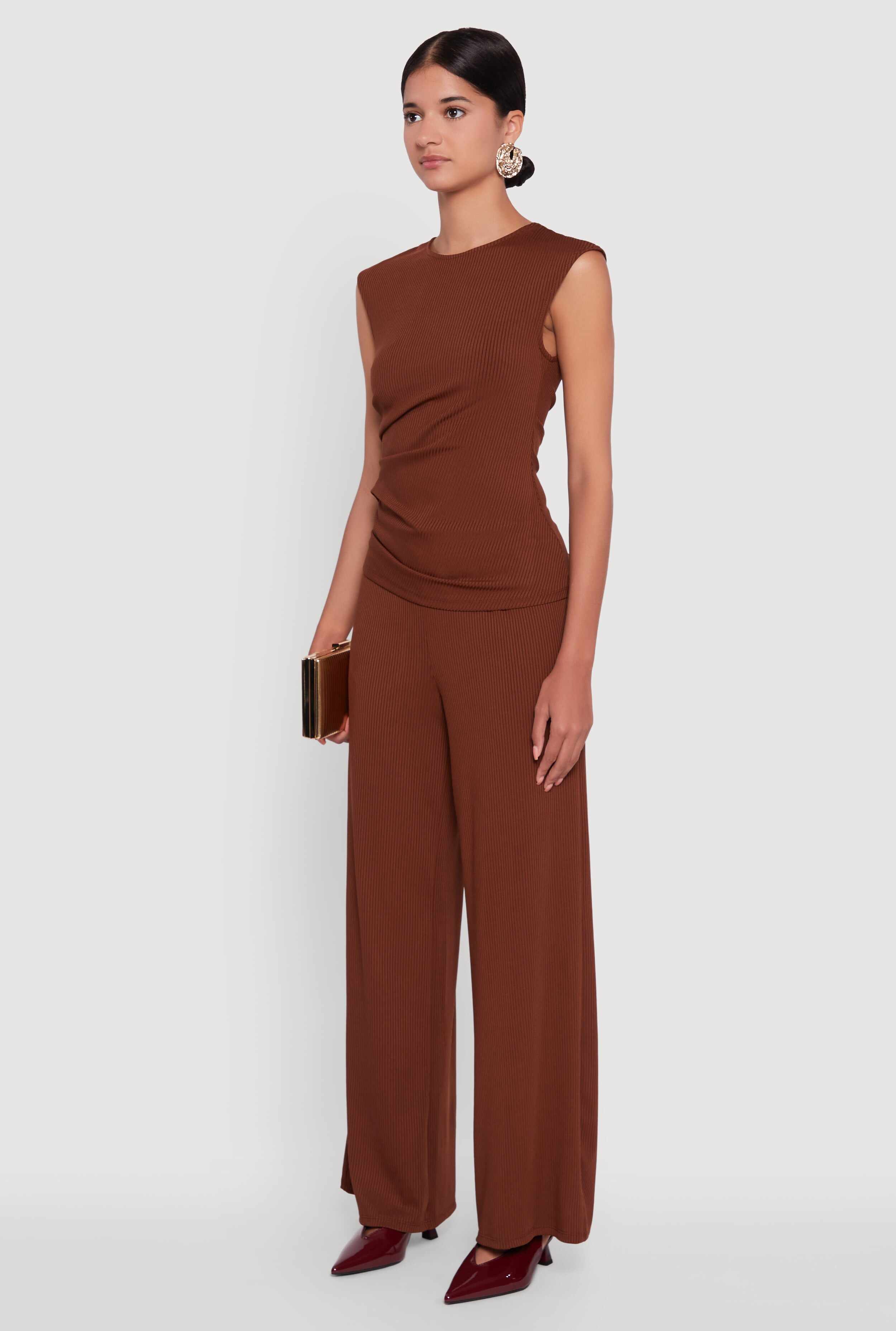 Ribbed Knit Sleeveless Solid Top