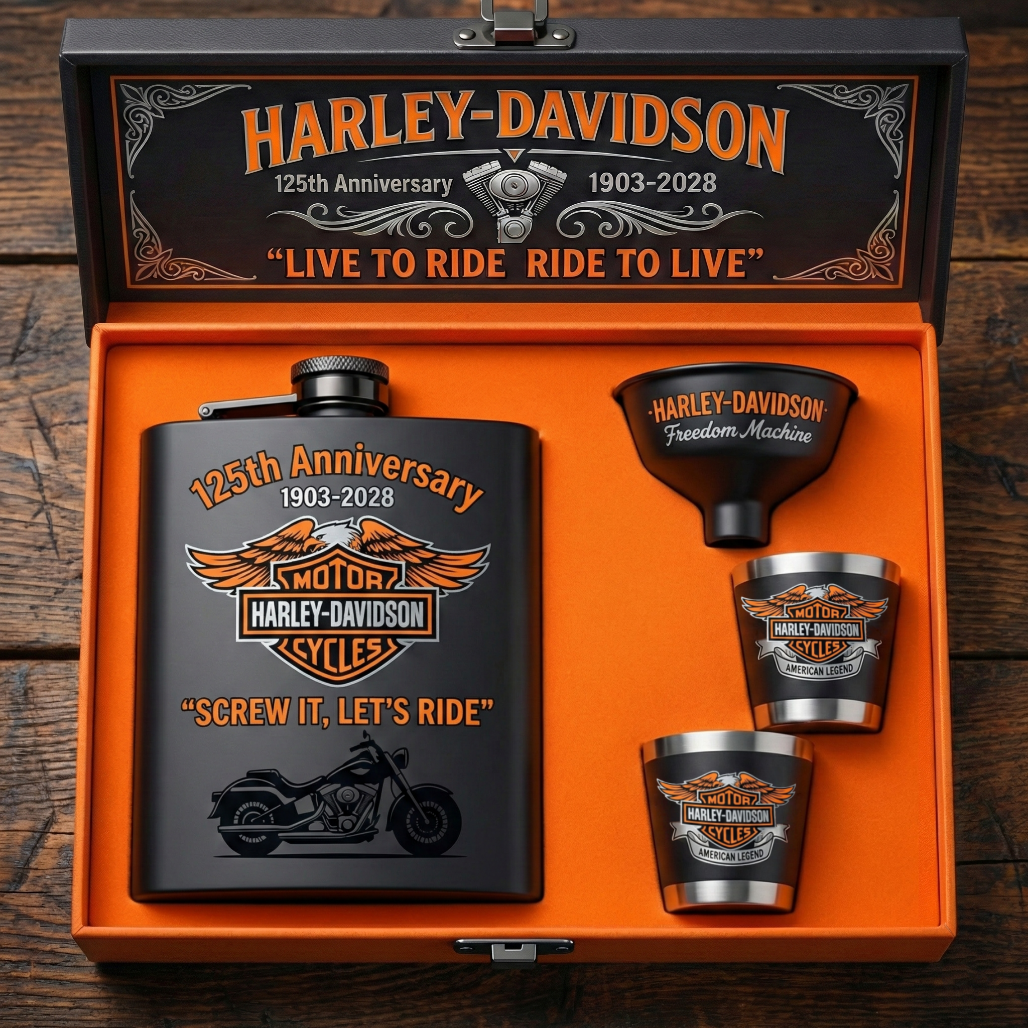 Harley-Davidson 125th Anniversary Flask Gift Set