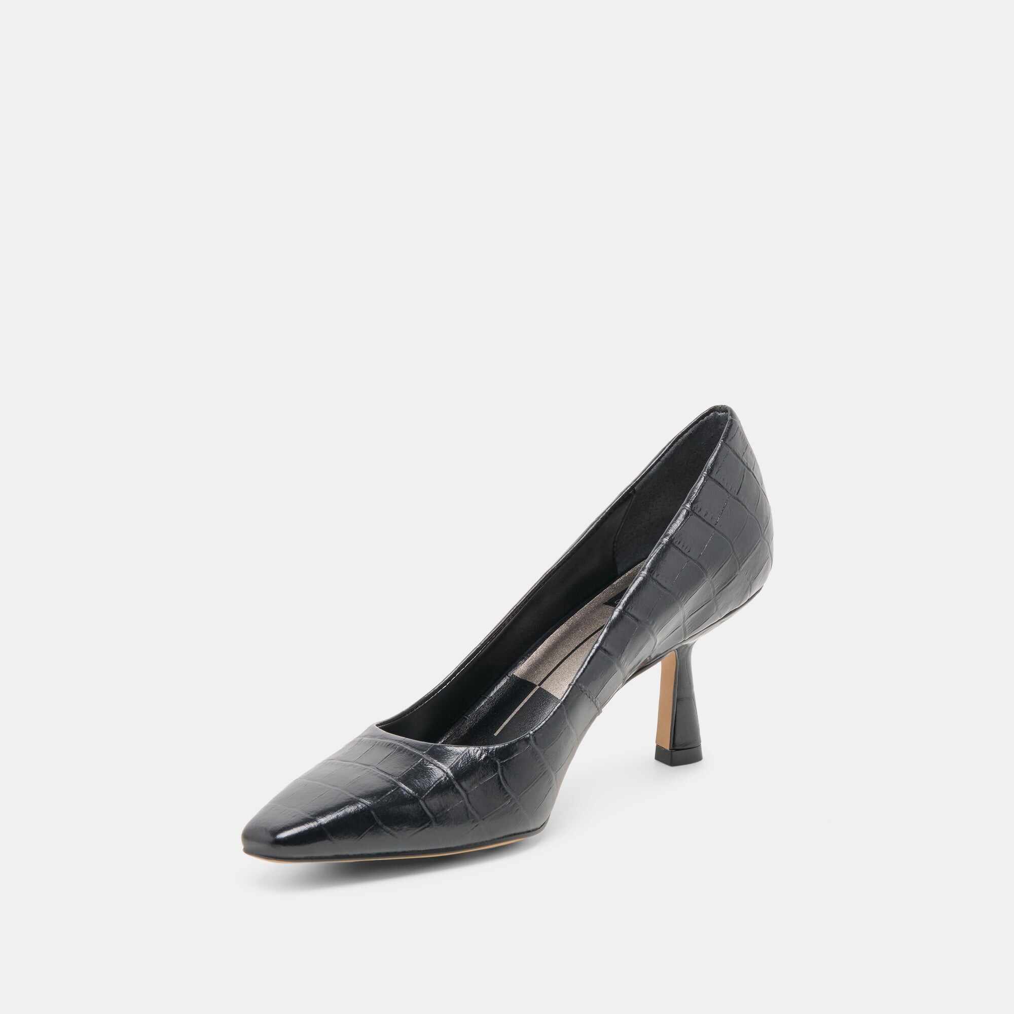 BRIONA HEELS NOIR CROCO EMBOSSED LEATHER