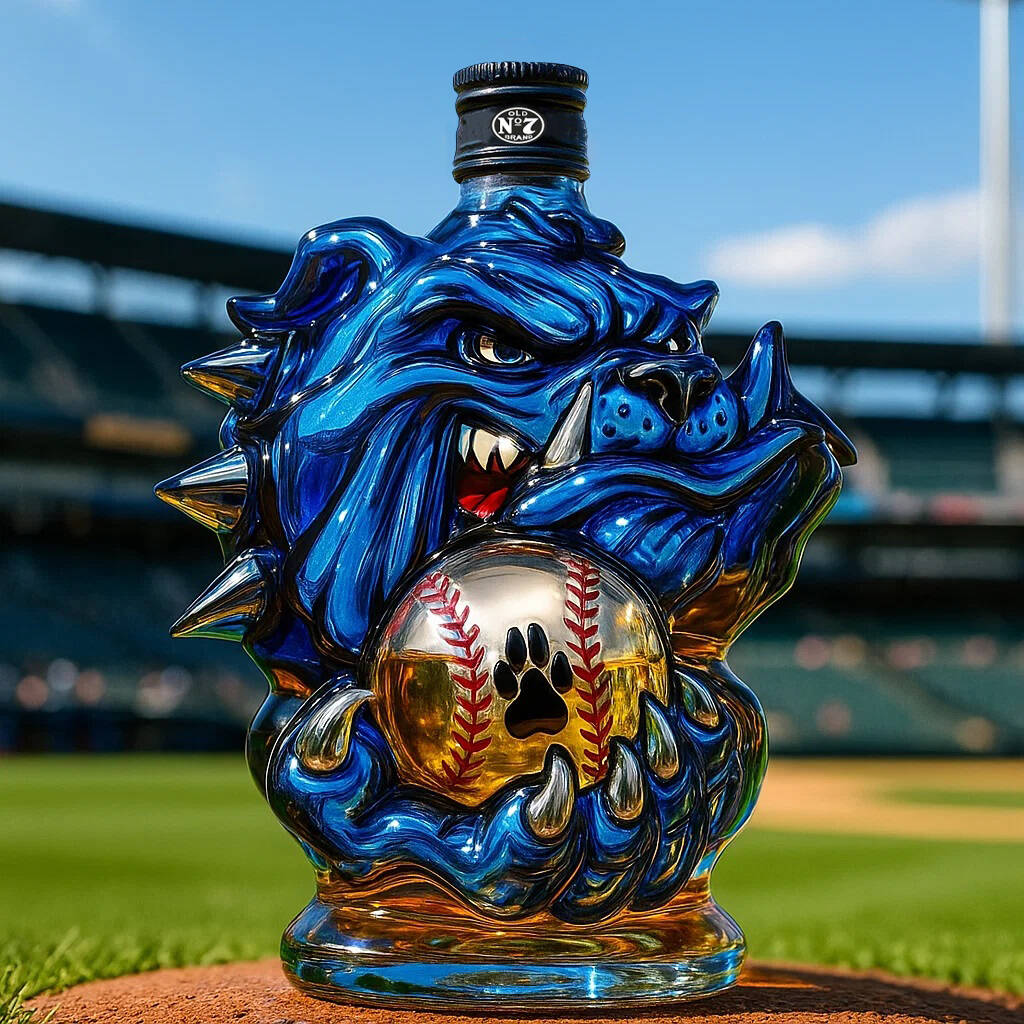 Baseball Bulldog Whisky Bottle