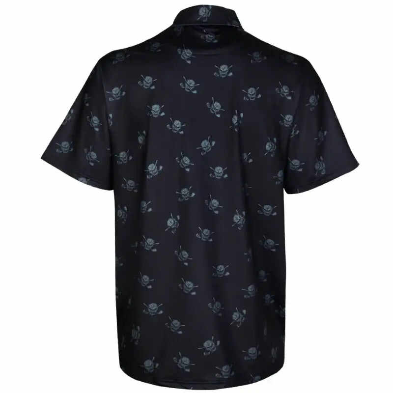 Dancing Skulls Cool-Stretch Men's Golf Shirt (Black/Charcoal)