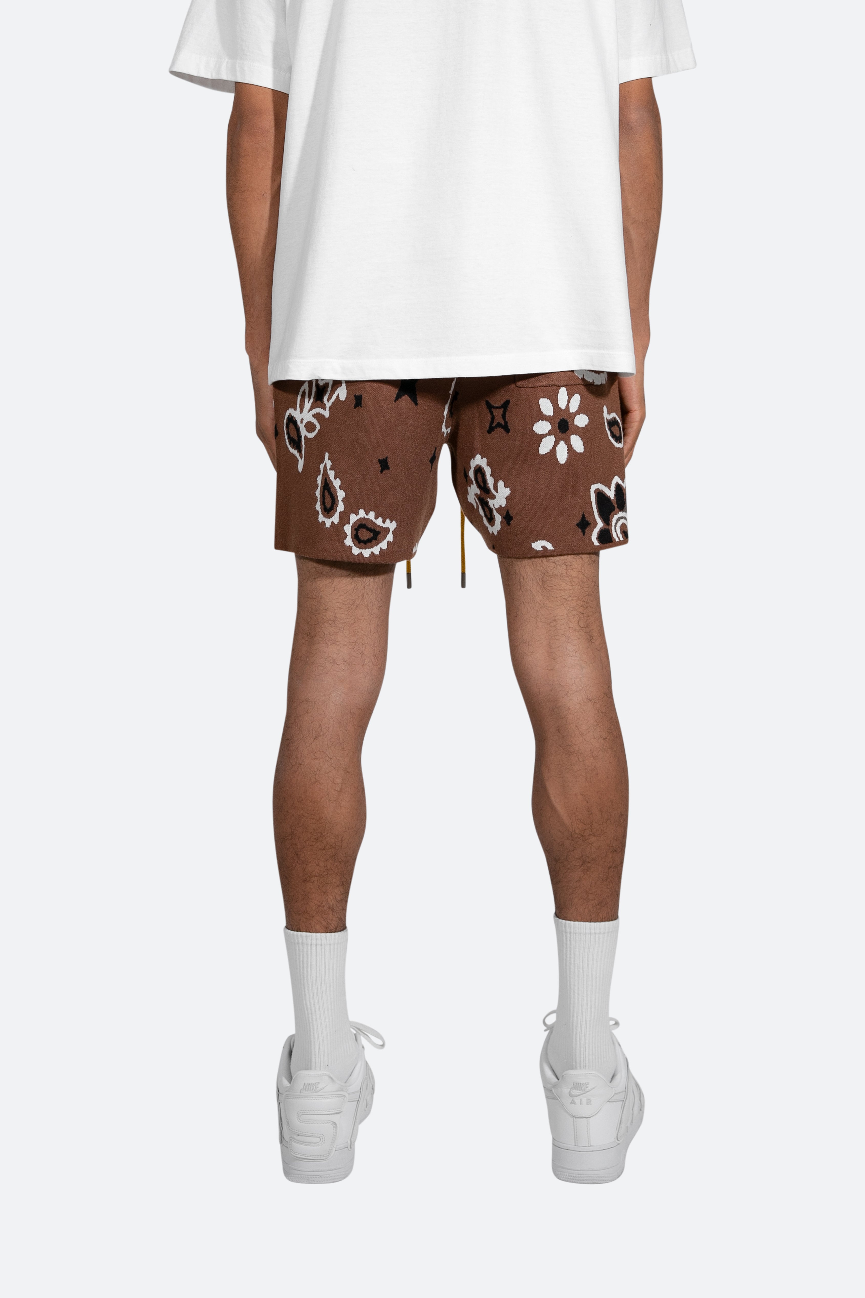 Paisley Knit Shorts - Brown