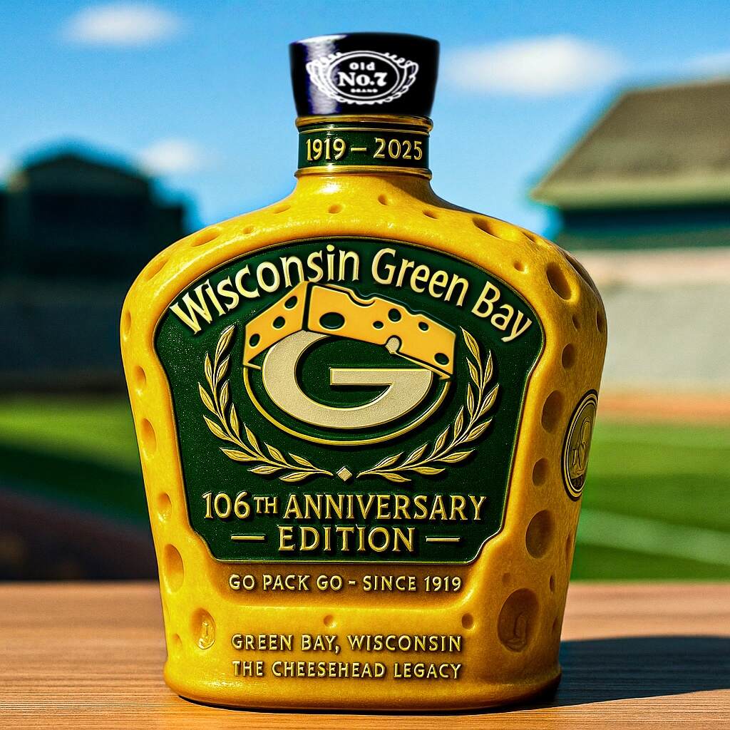 GREEN B🧀 Packers 106th Anniversary Whiskey Bottle
